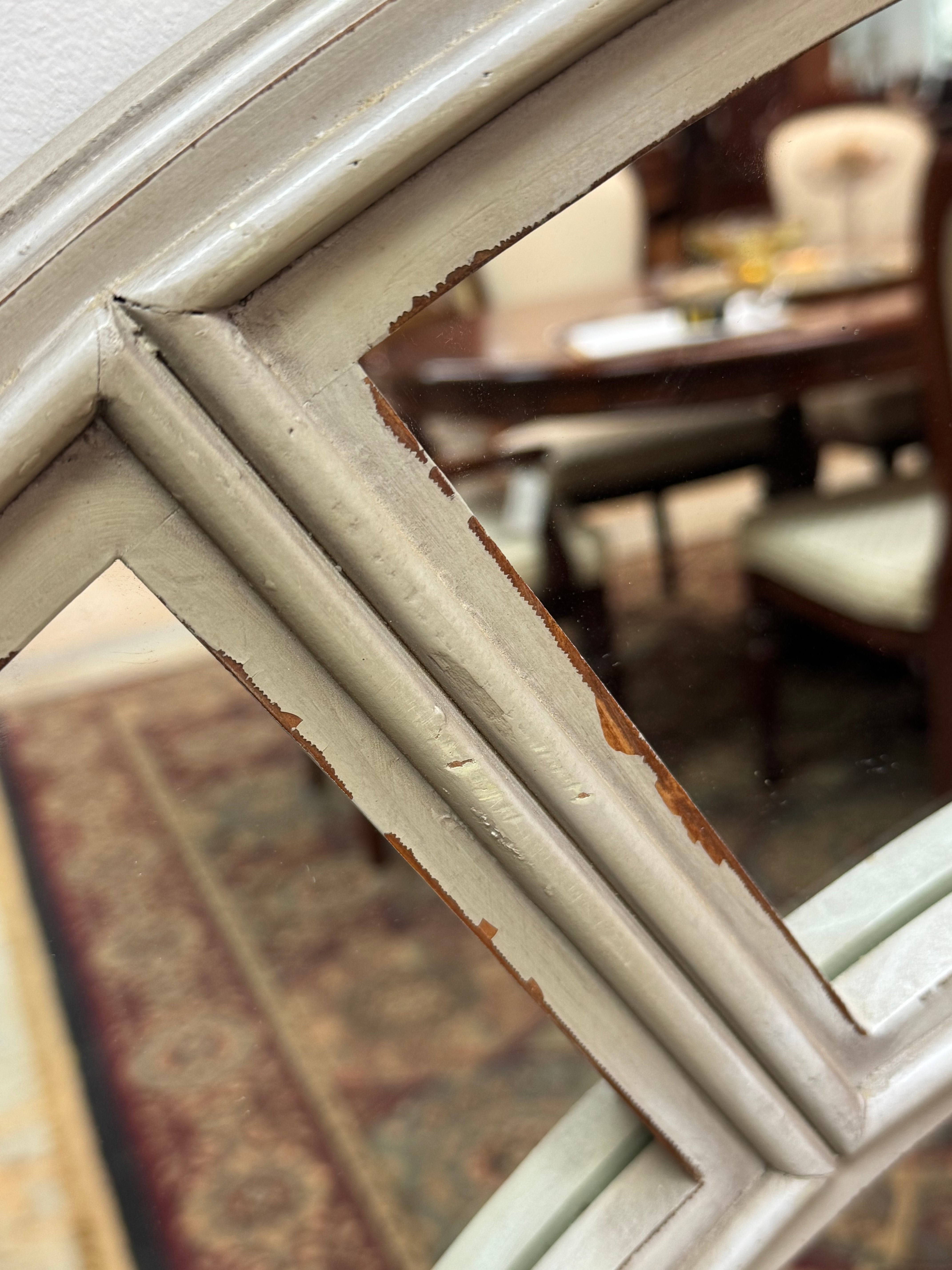 Distressed Gray Palladian Mirror