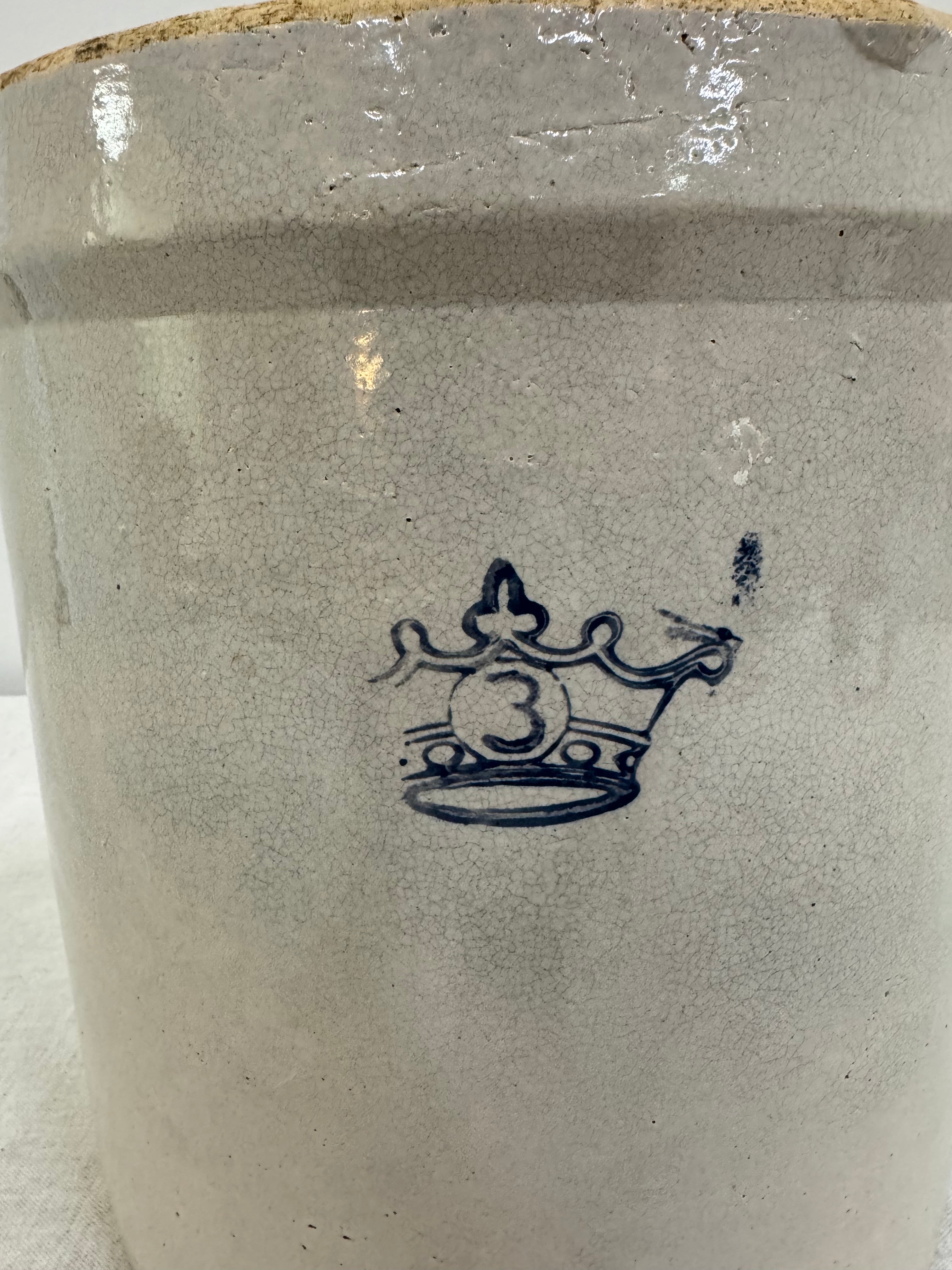 Antique Blue Crown Stoneware Crock