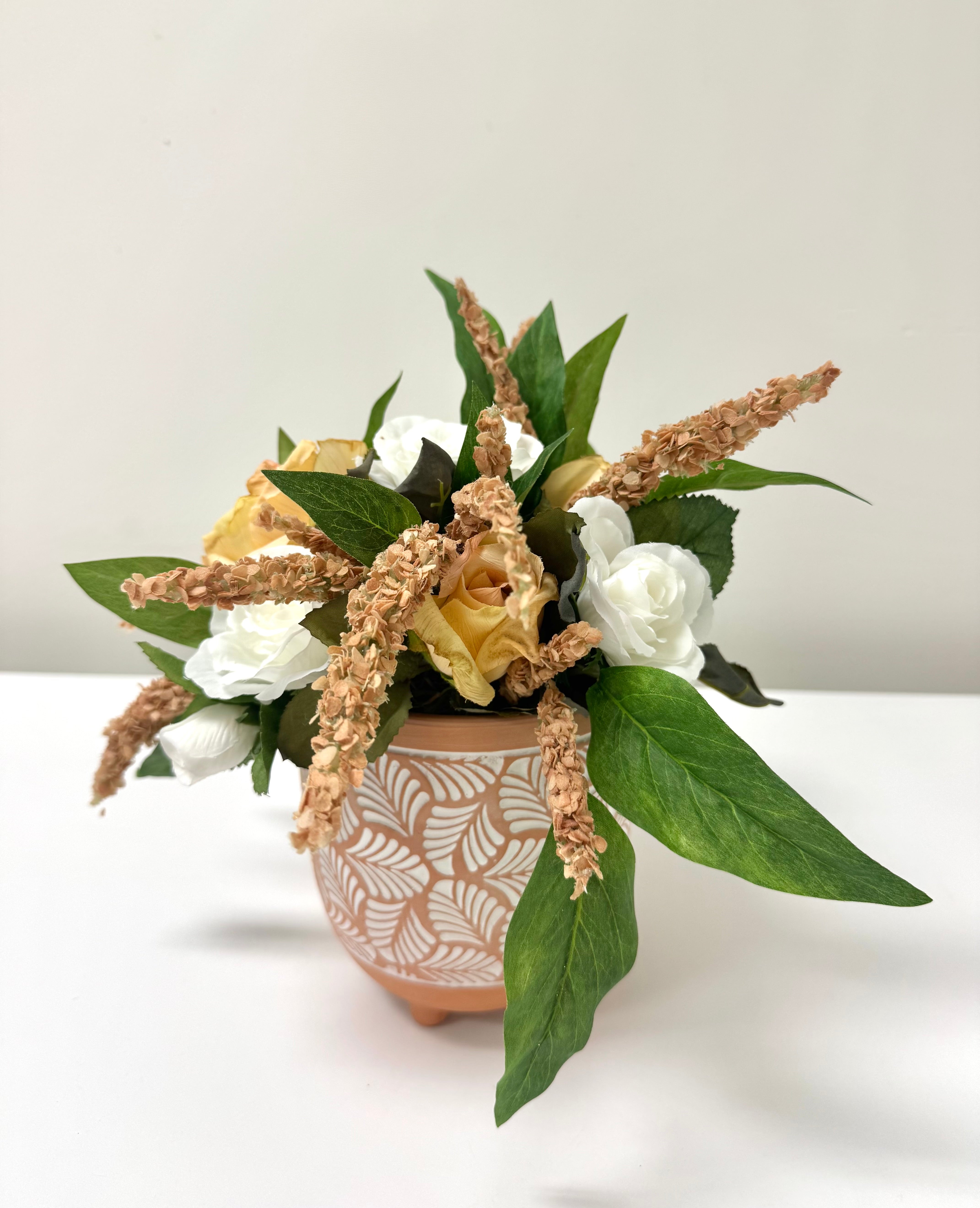 NEW White & Blush Roses Floral Arrangement