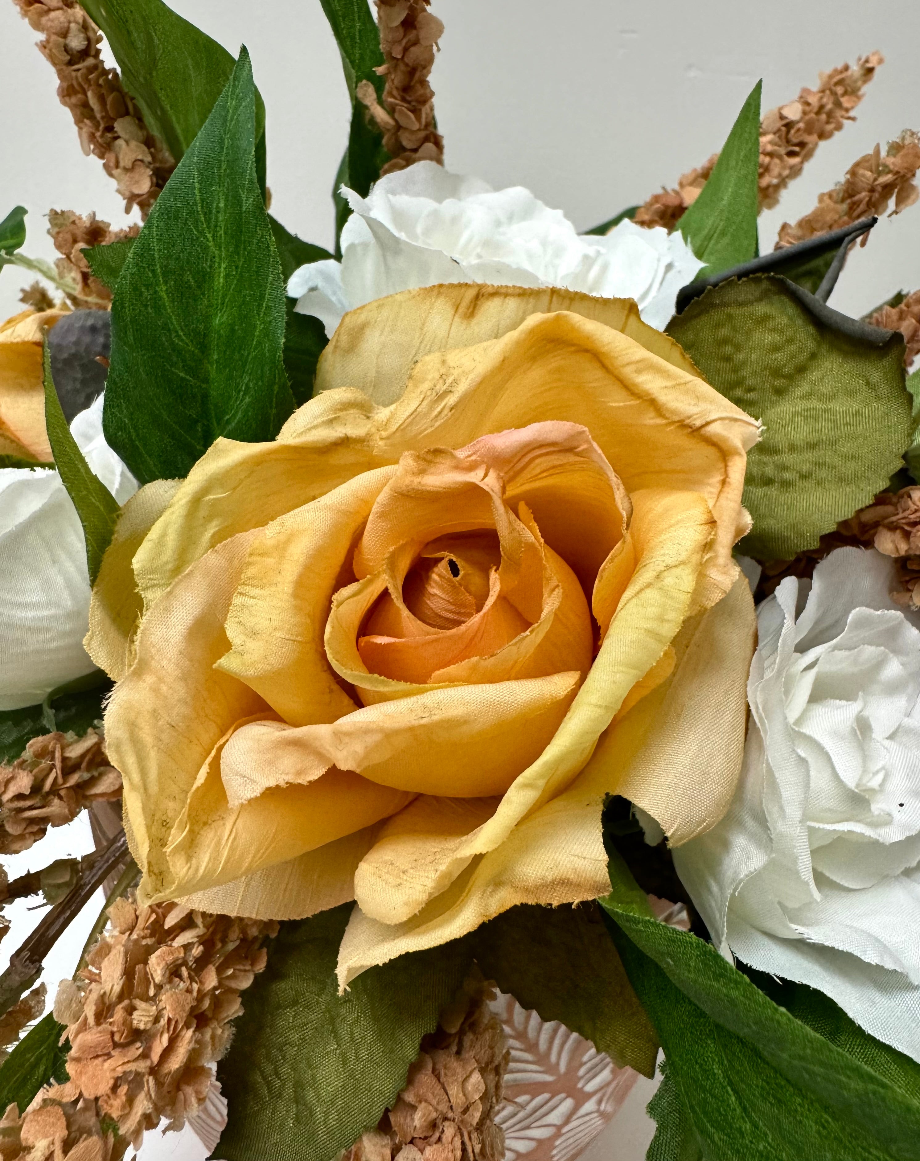 NEW White & Blush Roses Floral Arrangement