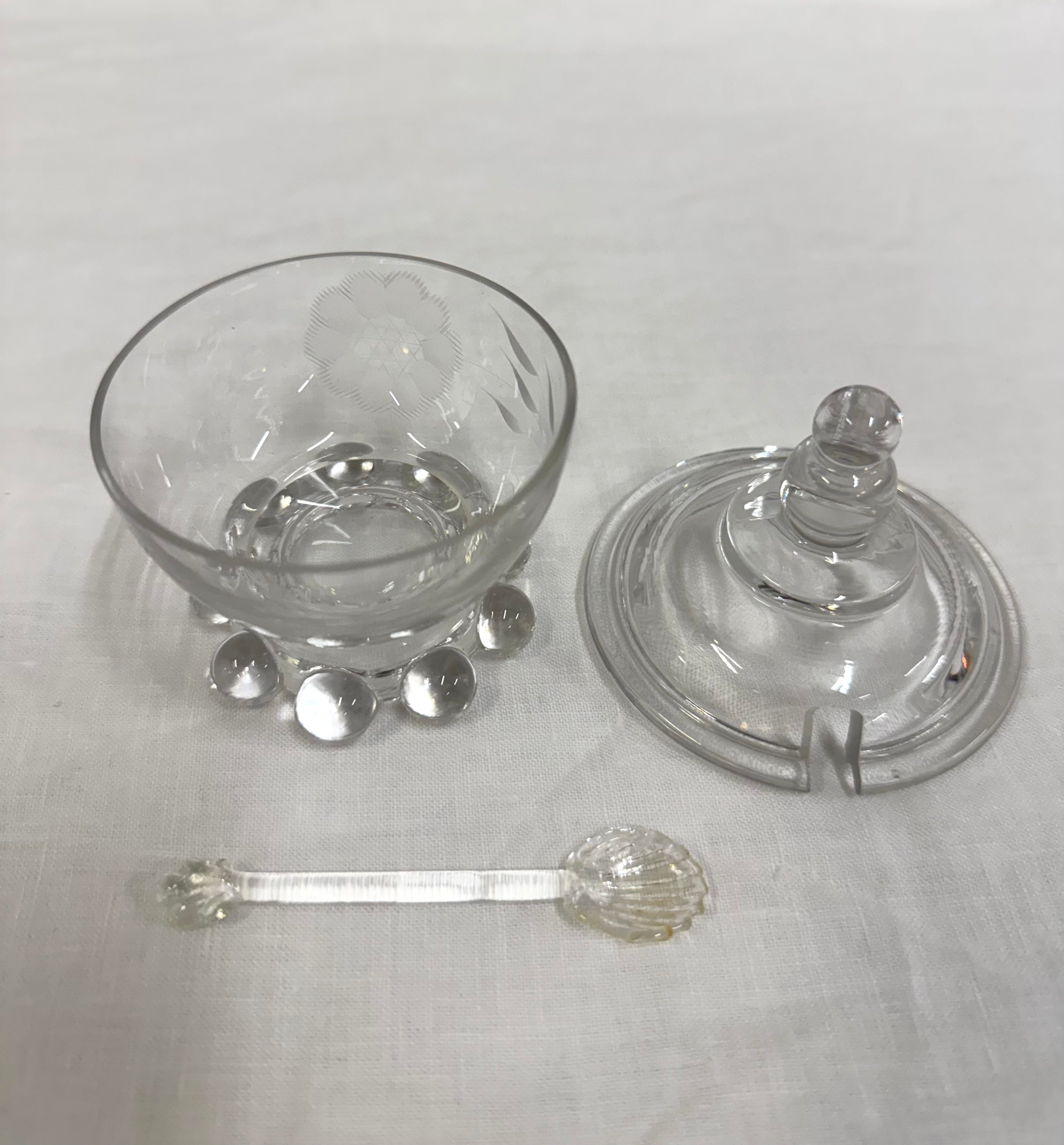 Cornflower Candlewick Condiment Jar with Spoon