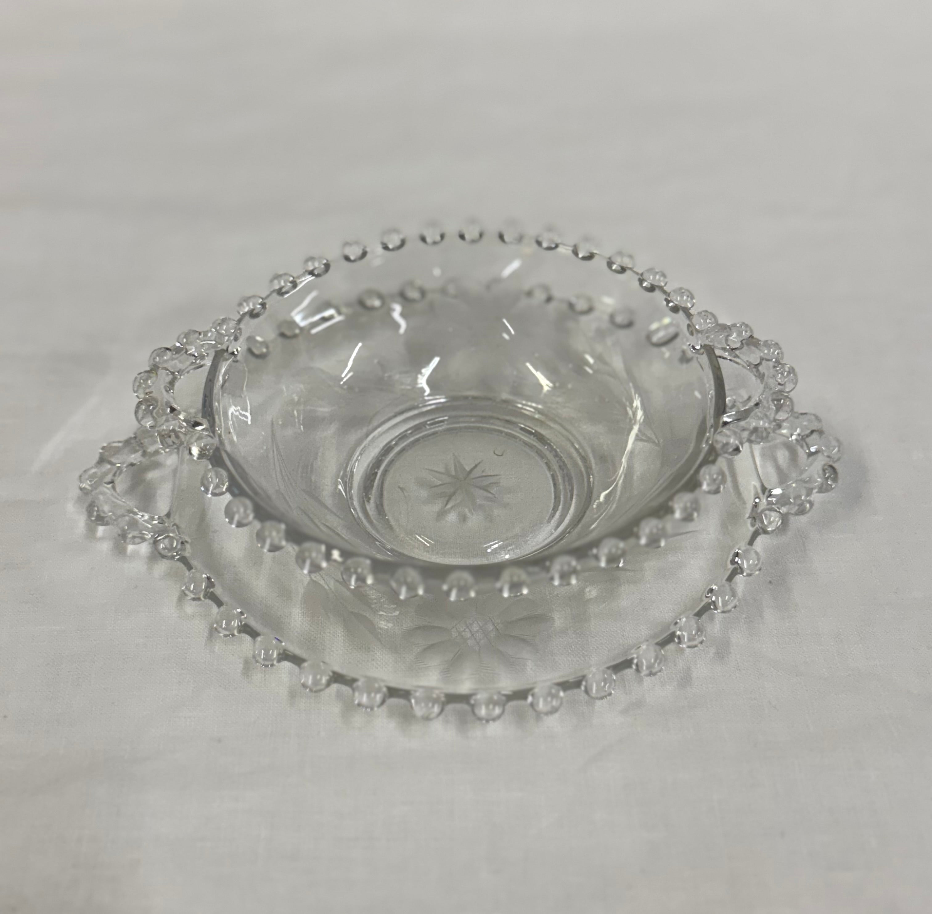 Cornflower Candlewick Candy Dish with Plate