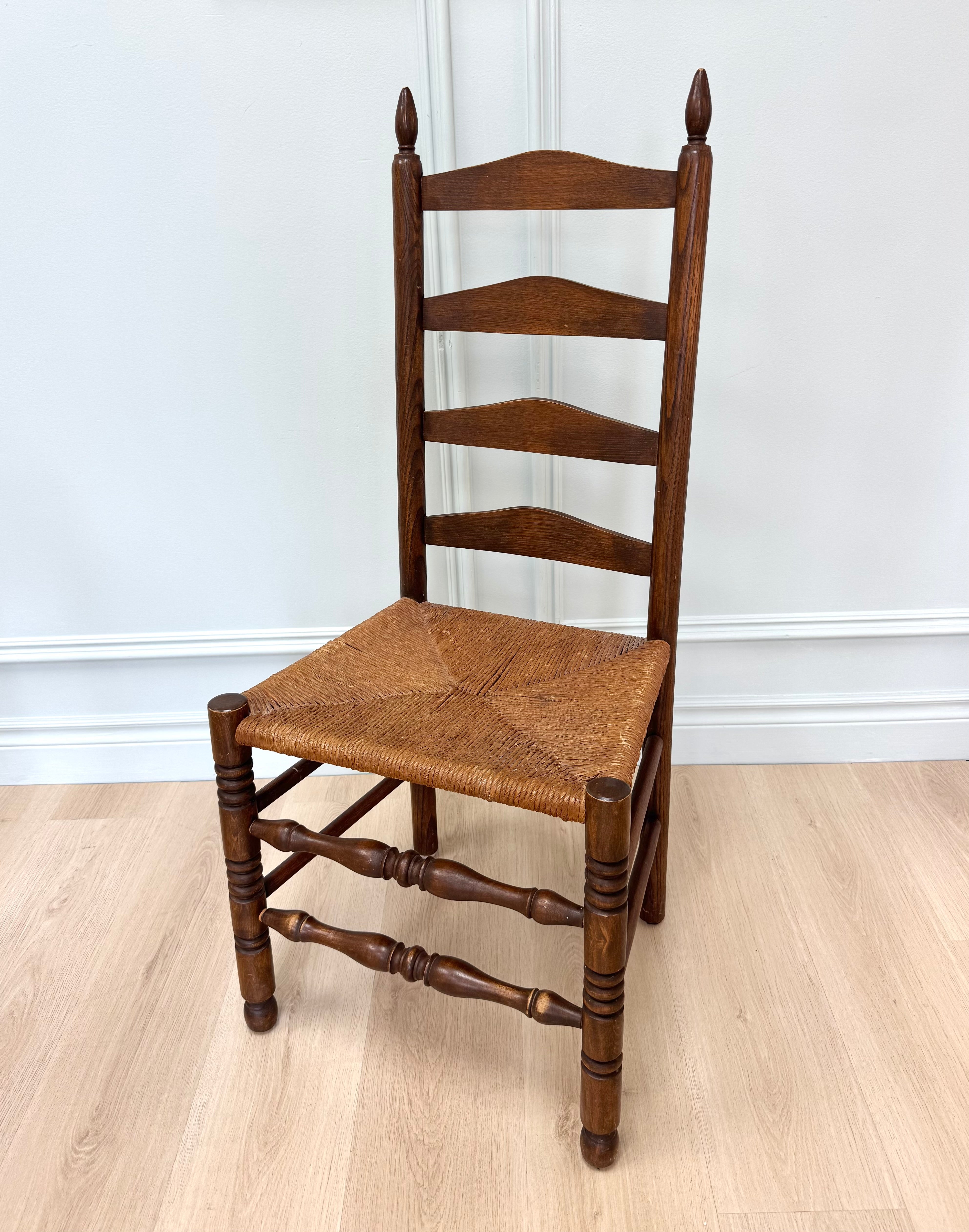 Vintage Ladderback Chair with Rush Seat