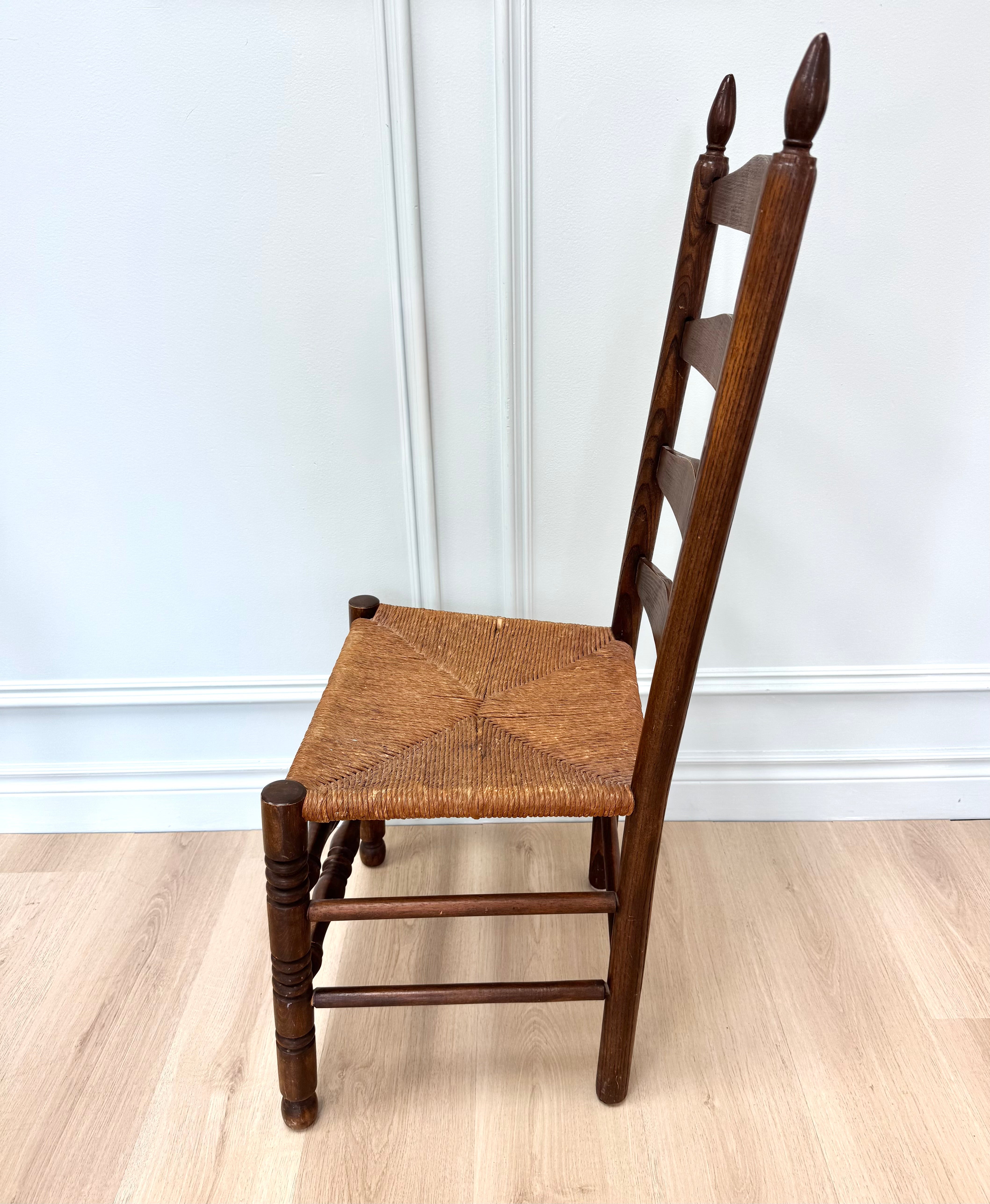 Vintage Ladderback Chair with Rush Seat