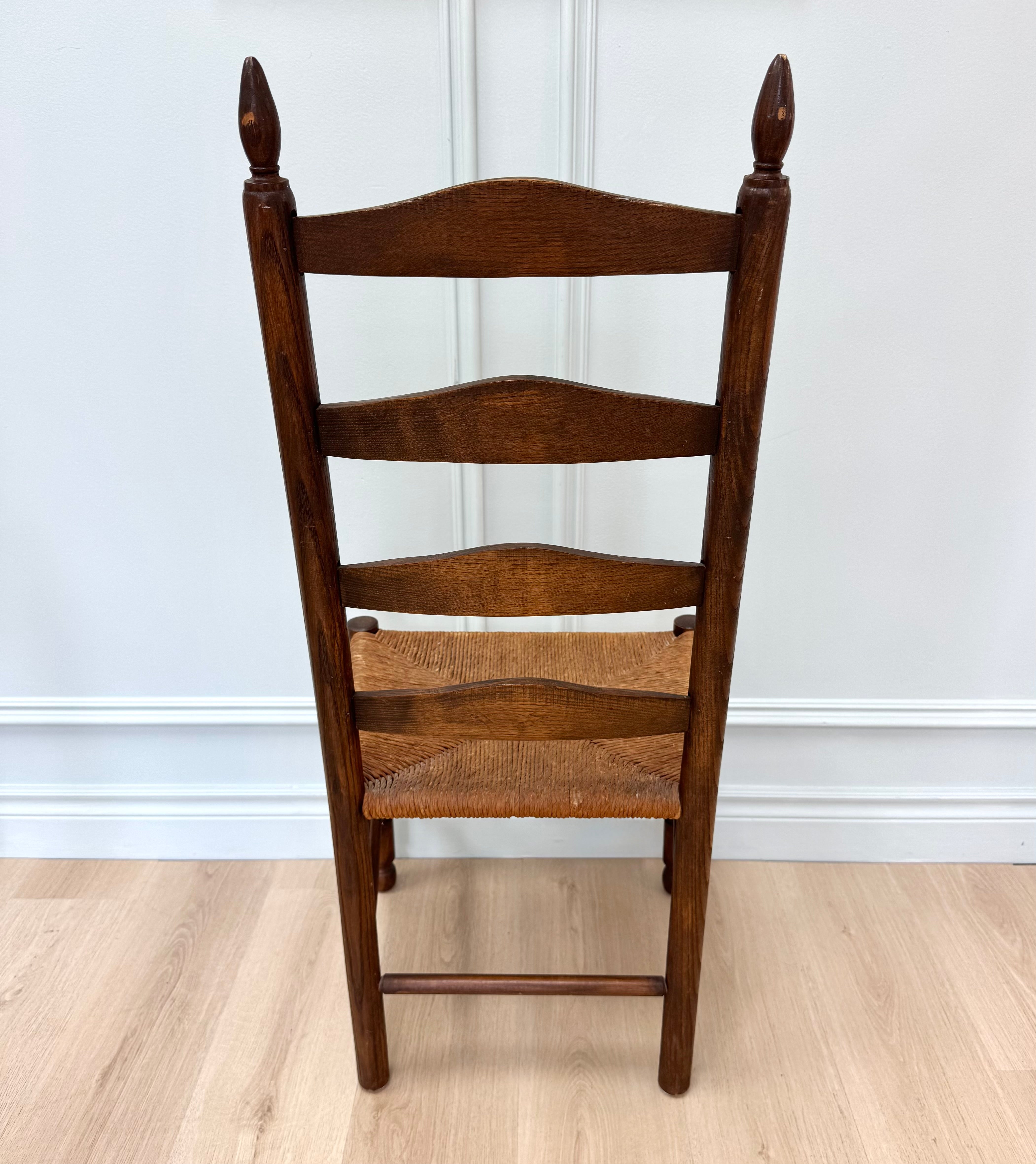 Vintage Ladderback Chair with Rush Seat