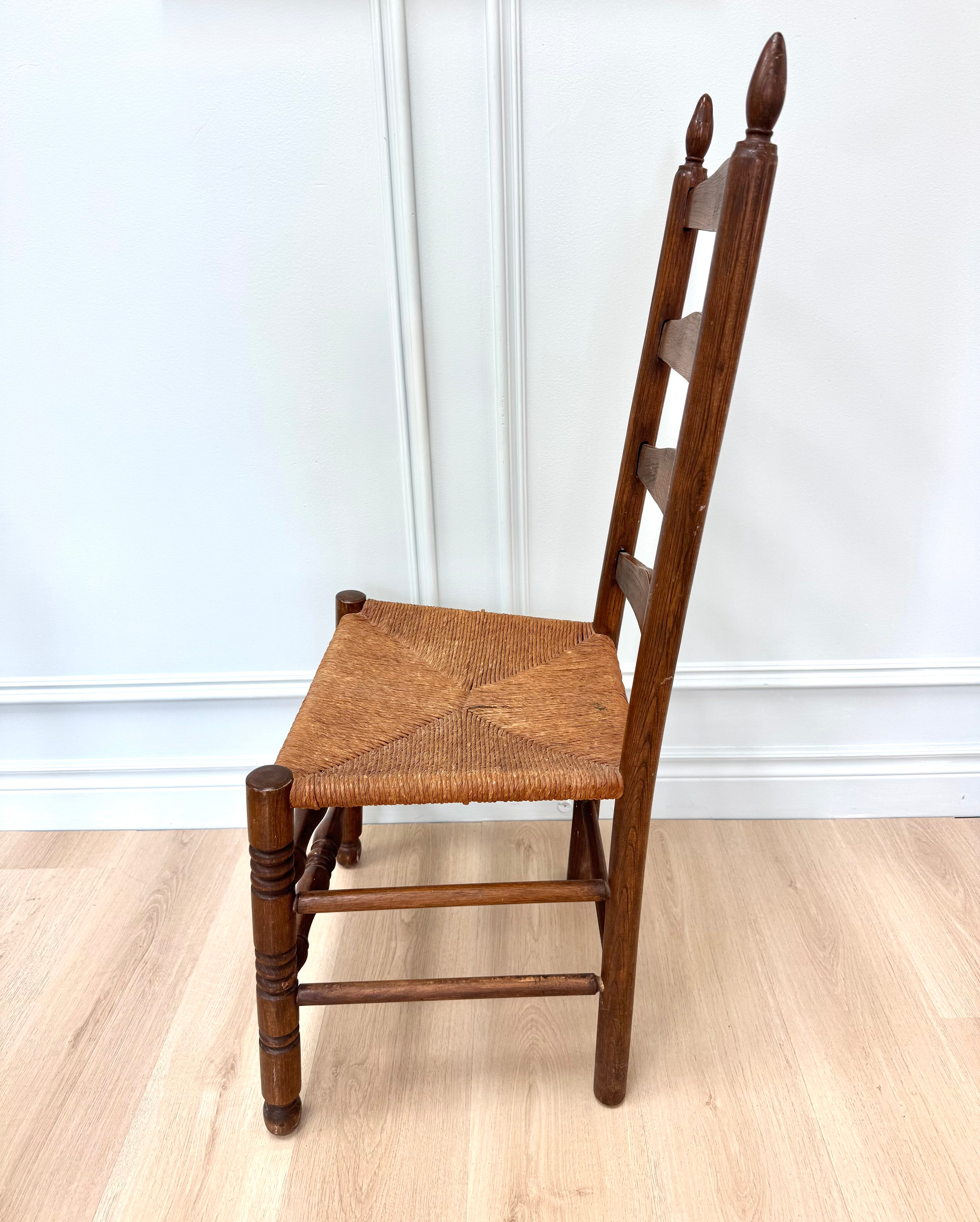 Vintage Ladderback Chair with Rush Seat