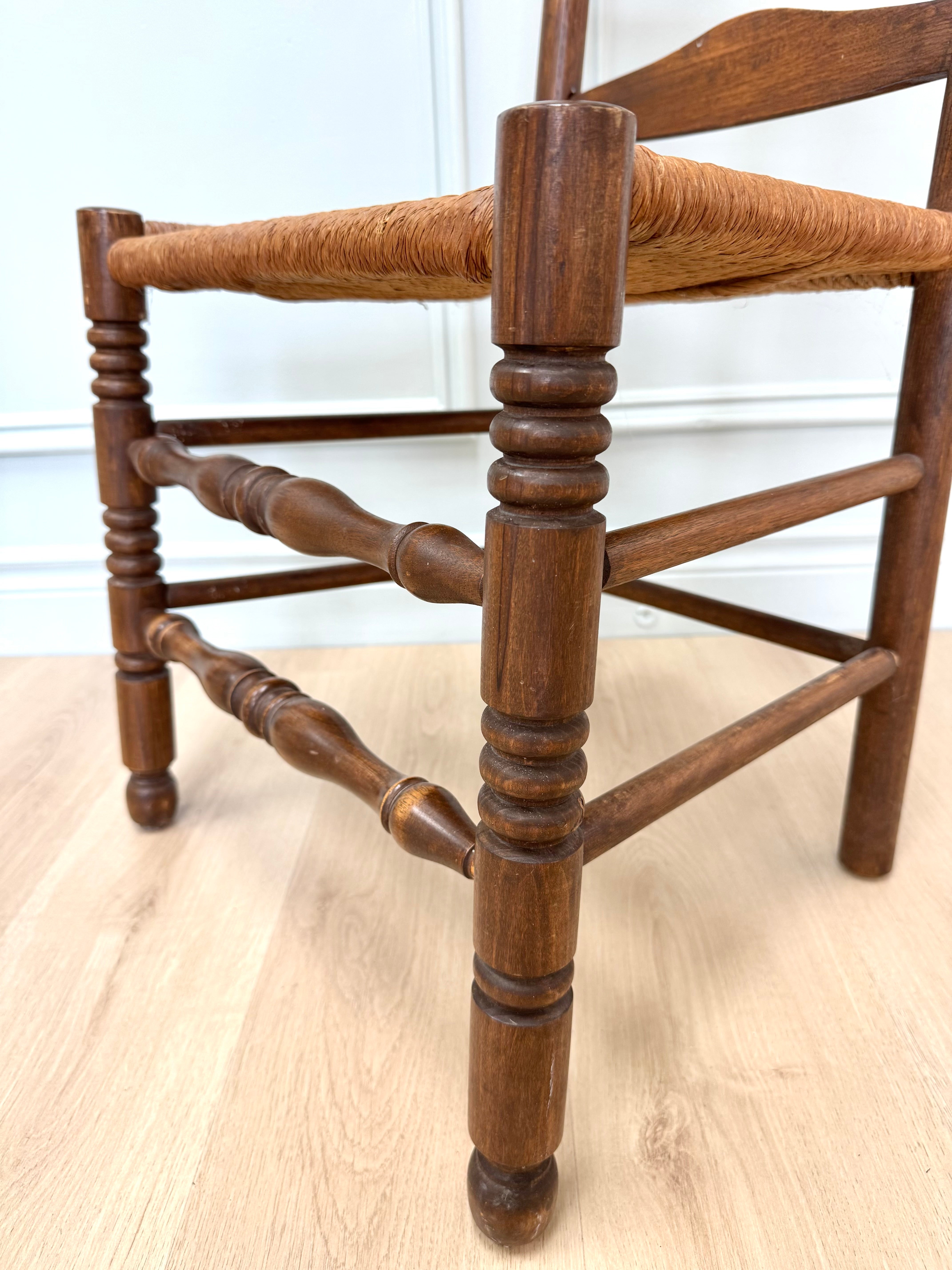 Vintage Ladderback Chair with Rush Seat