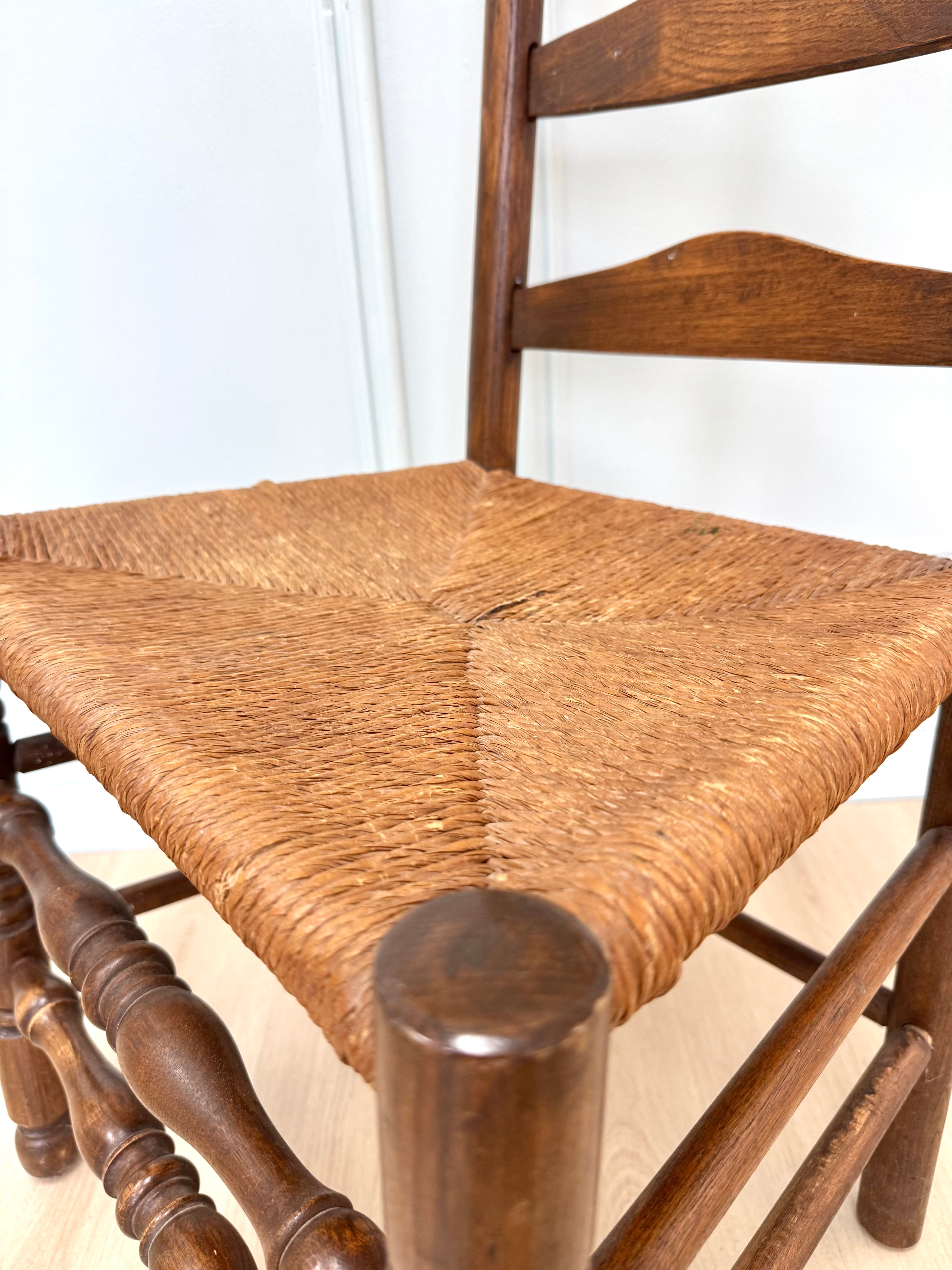 Vintage Ladderback Chair with Rush Seat