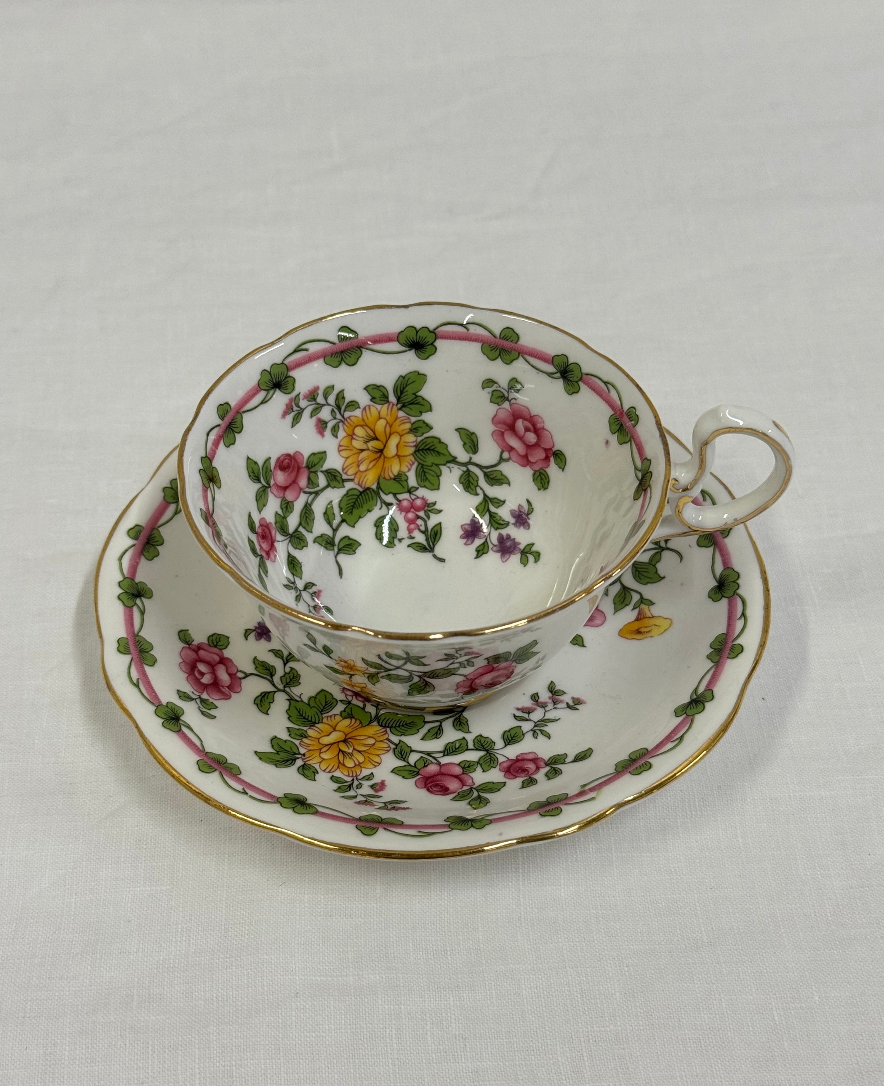AYNSLEY 'Ribbons & Shamrocks' Cup & Saucer