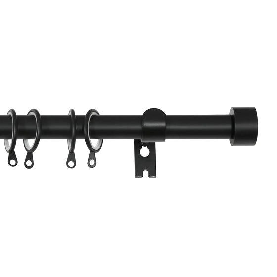 NEW Black Adjustable Curtain Rod with Rings (32"-76")