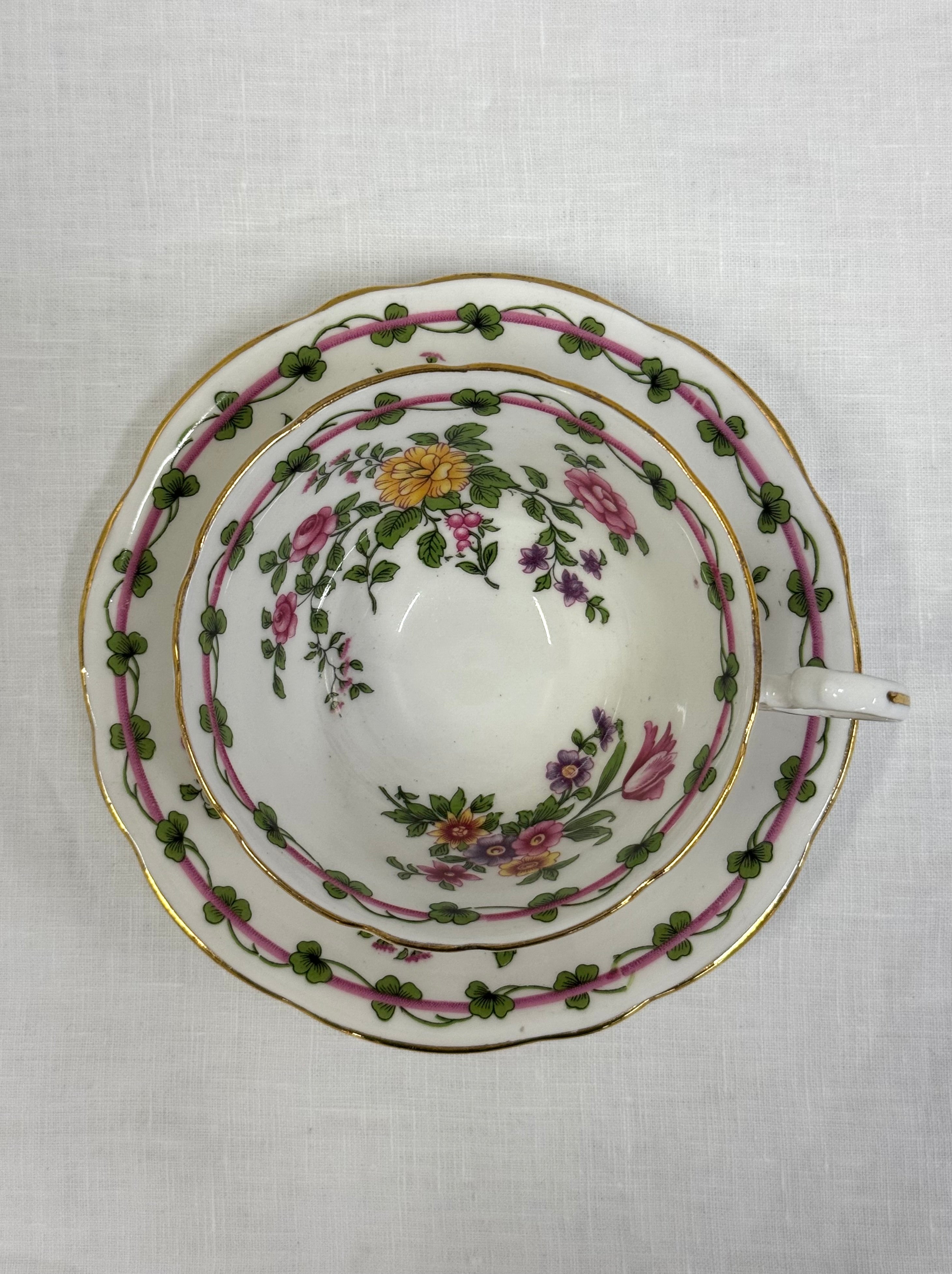 AYNSLEY 'Ribbons & Shamrocks' Cup & Saucer