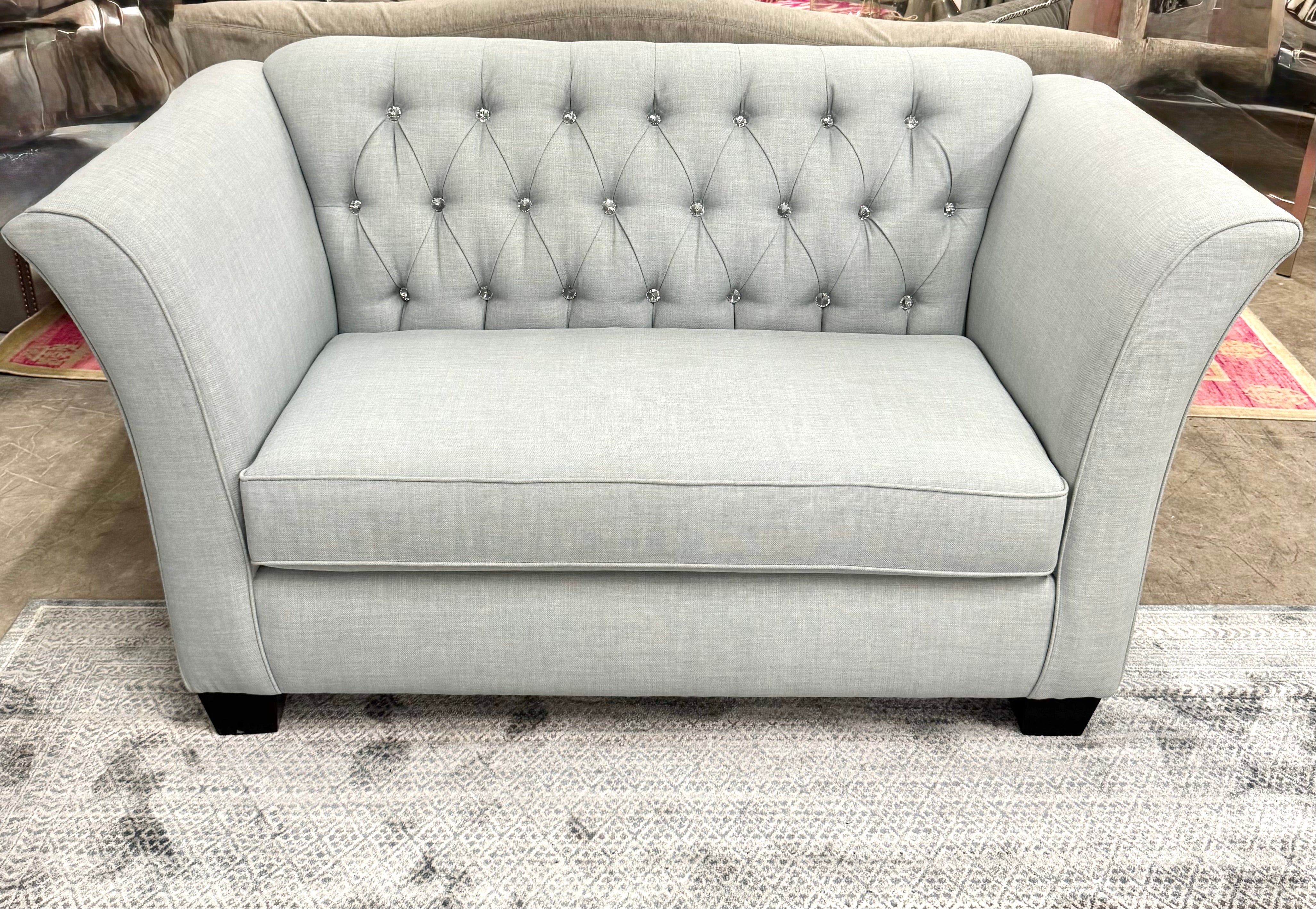 Powder Blue Tufted 63" Loveseat