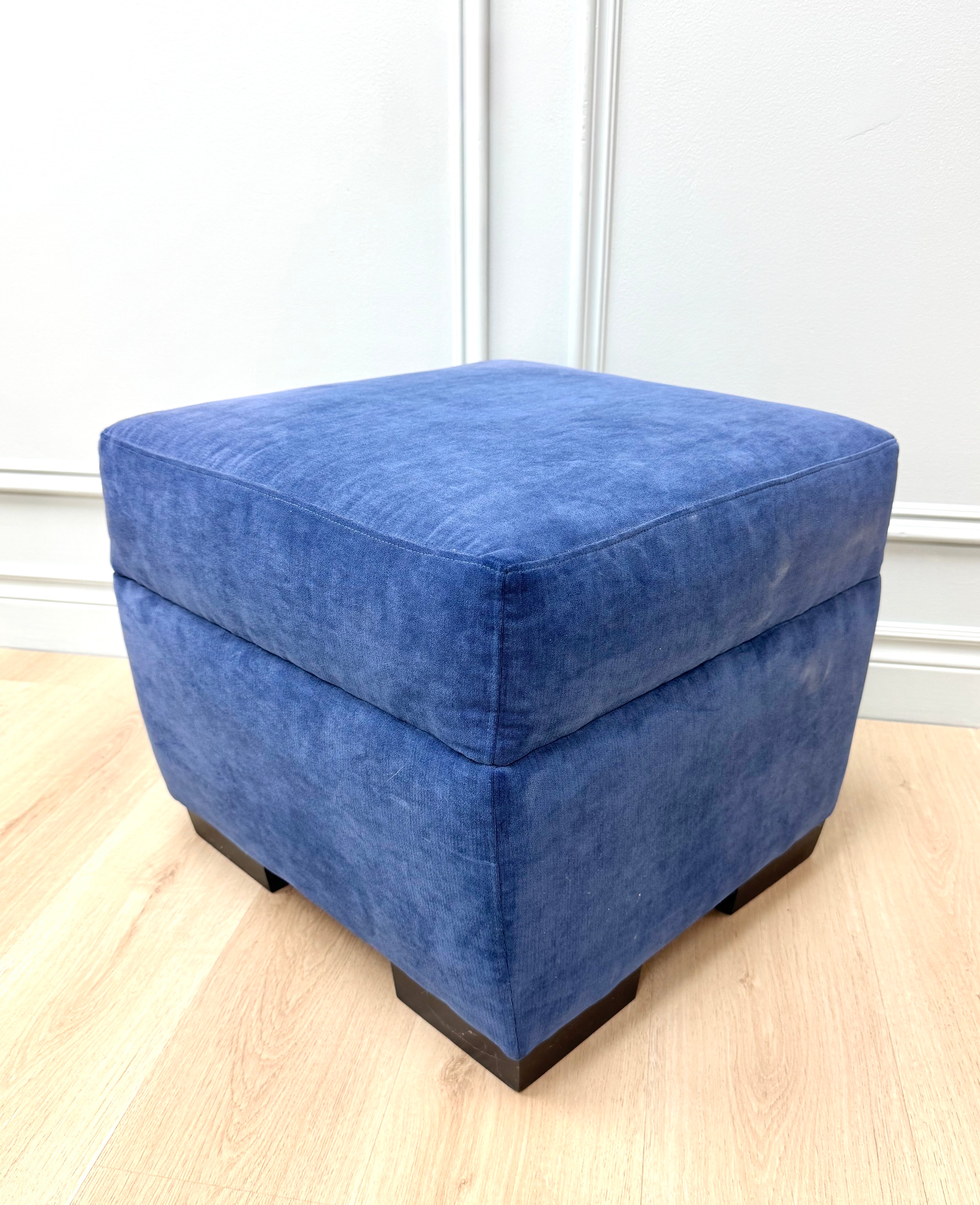 Royal Blue Velvet Ottoman
