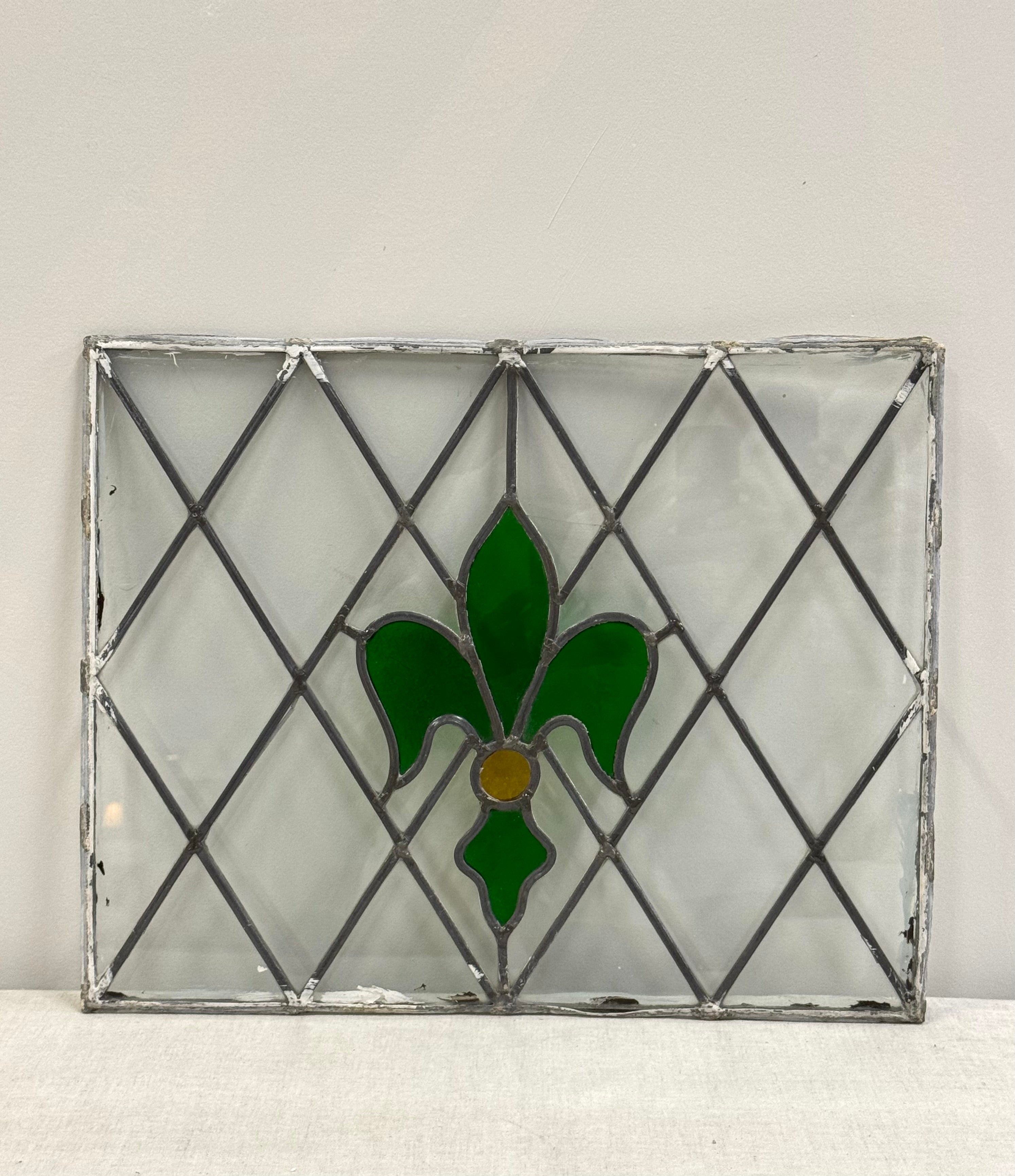 Fleur-de-Lis 20" x 16" Stained Glass Panel