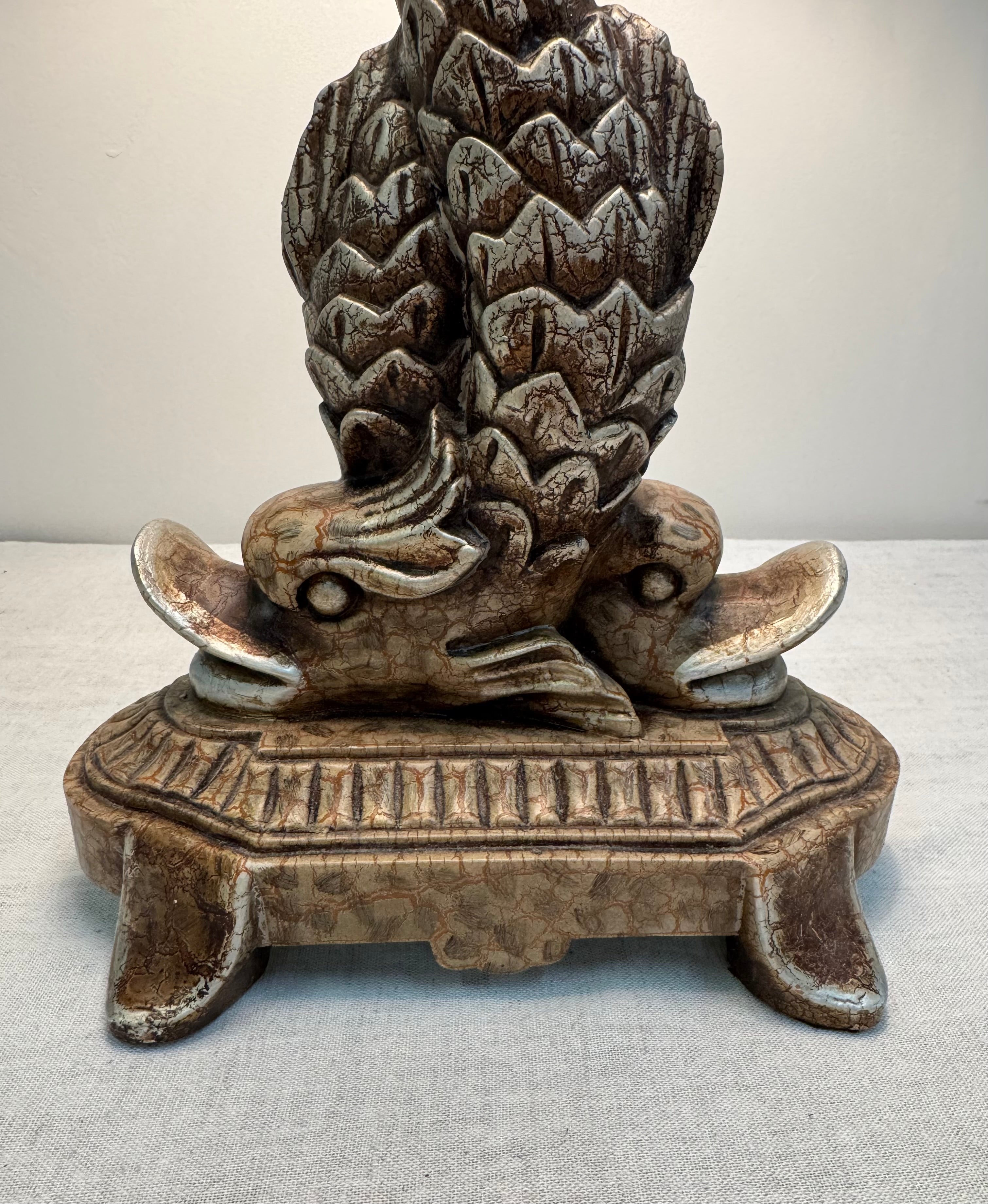 Antique Crackle Koi Fish Lamp