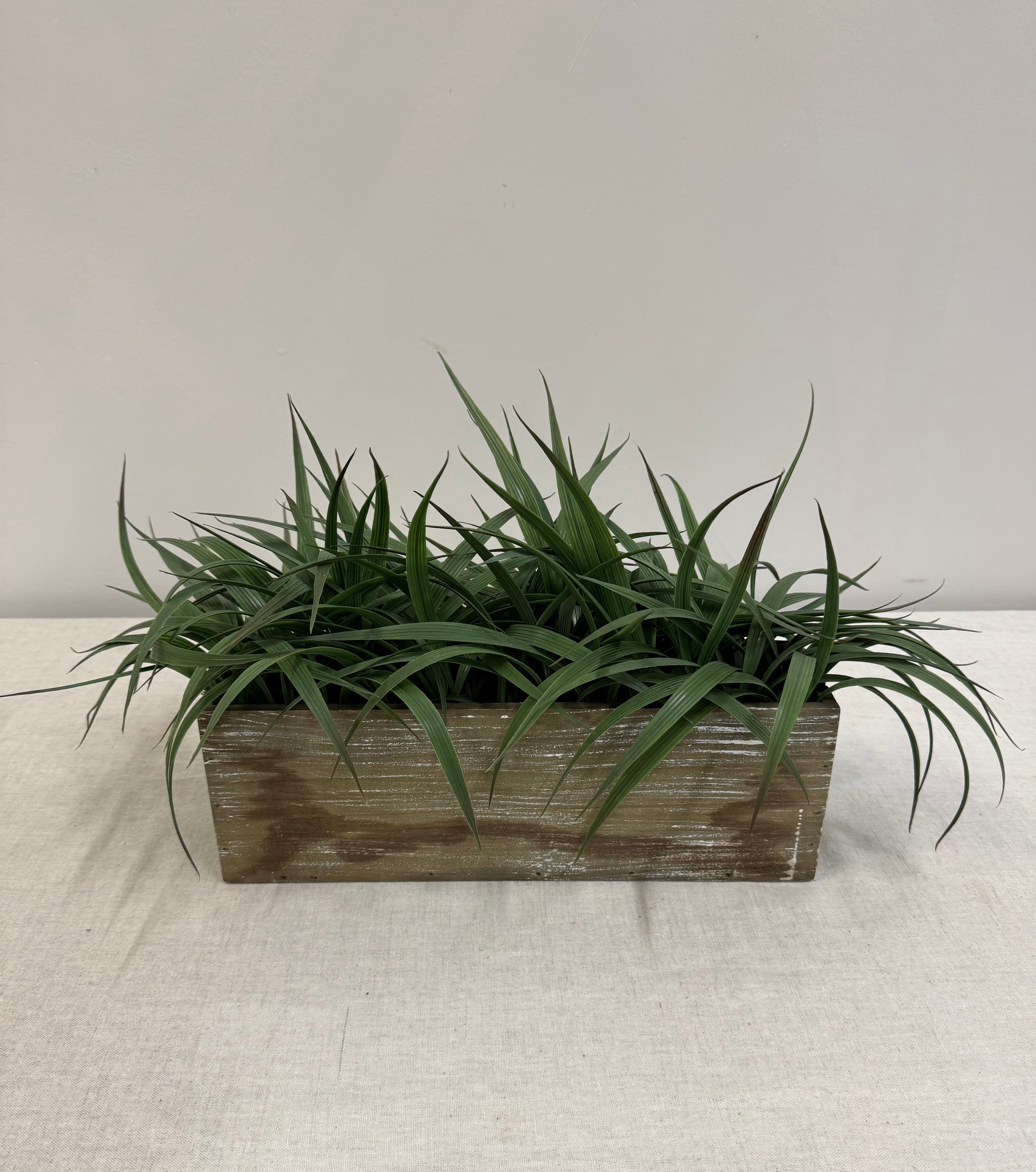 Faux Fern in White-washed Wood Planter