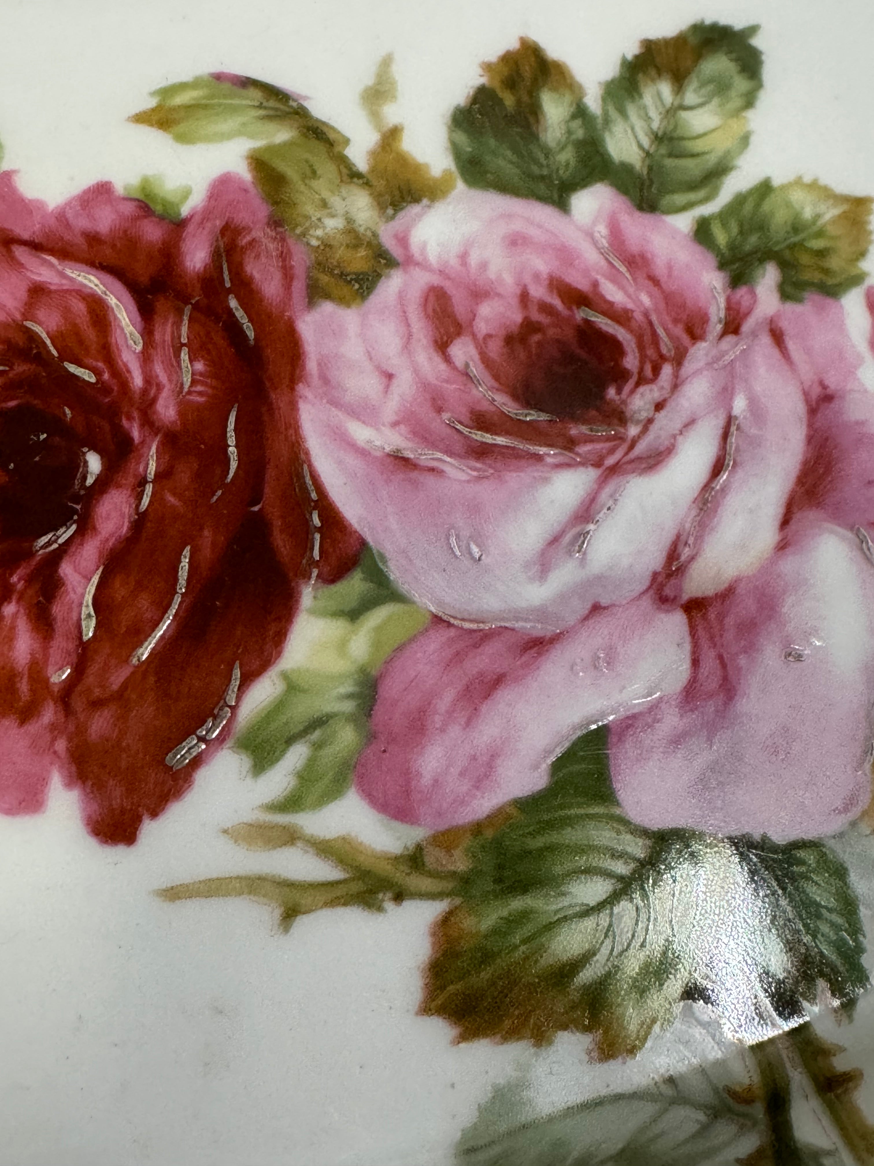 Pink Roses Porcelain Plate