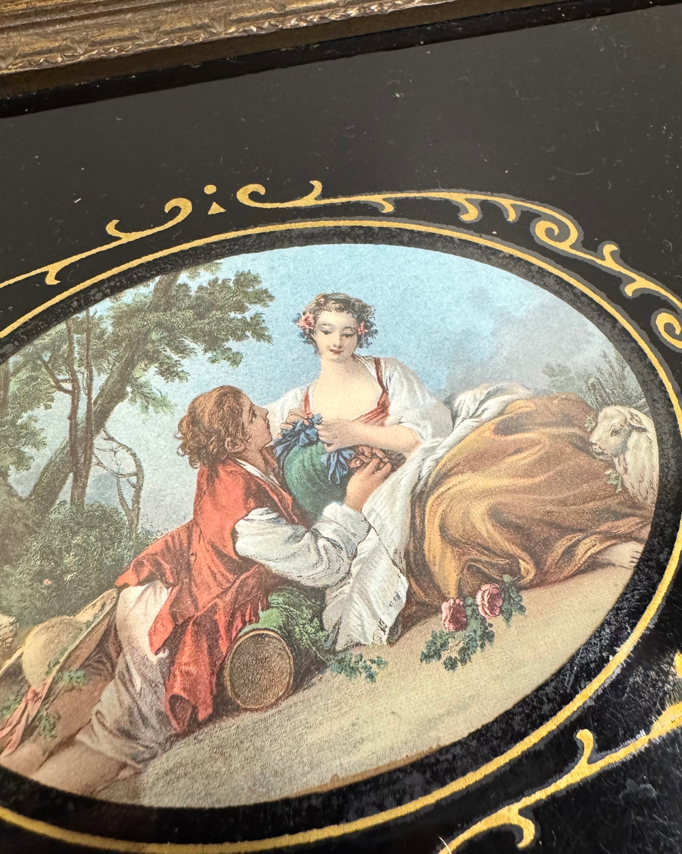 Small Glass Serving Tray with Wood Frame