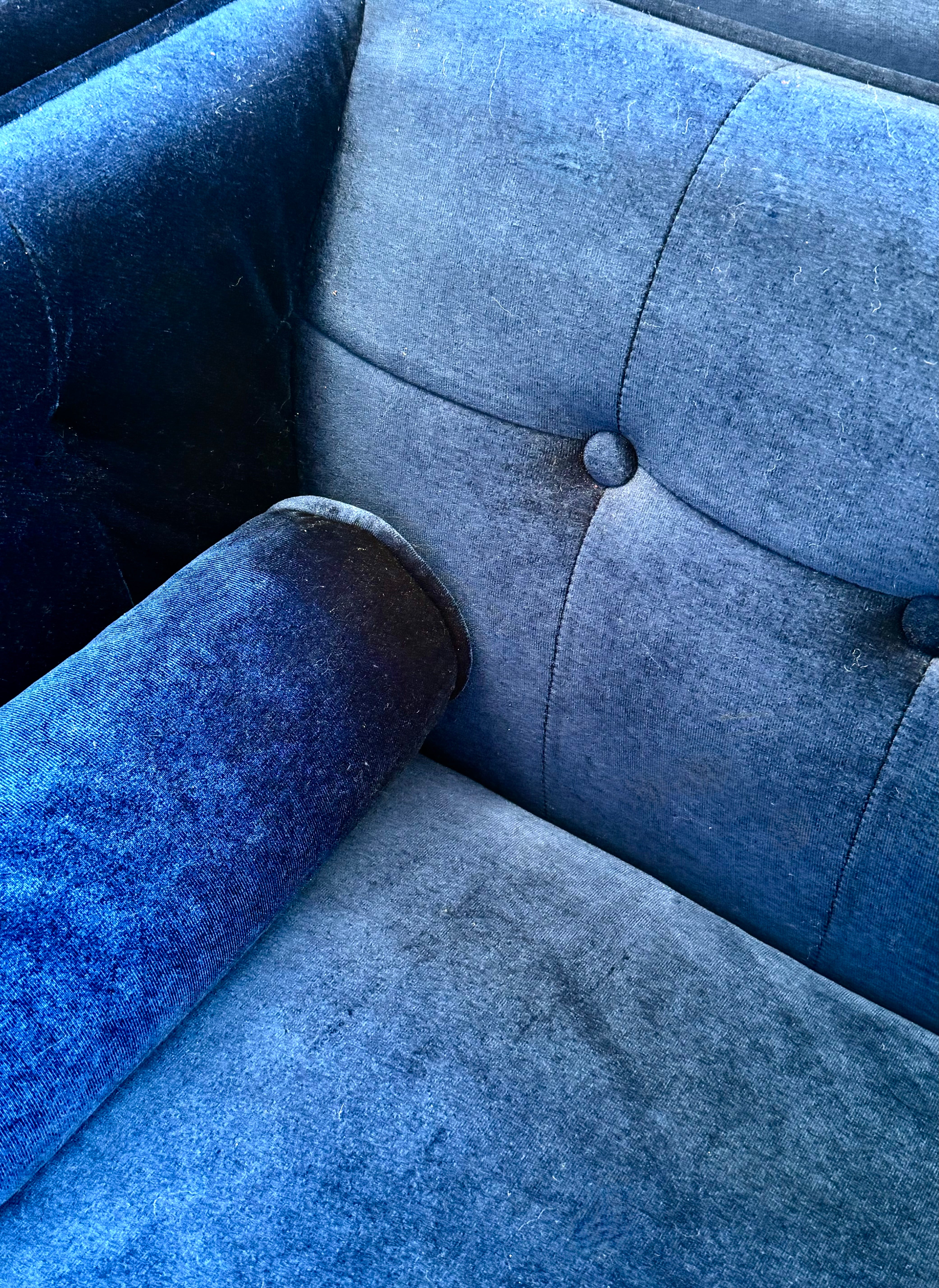 Royal Blue Velvet 83" Tuxedo Sofa