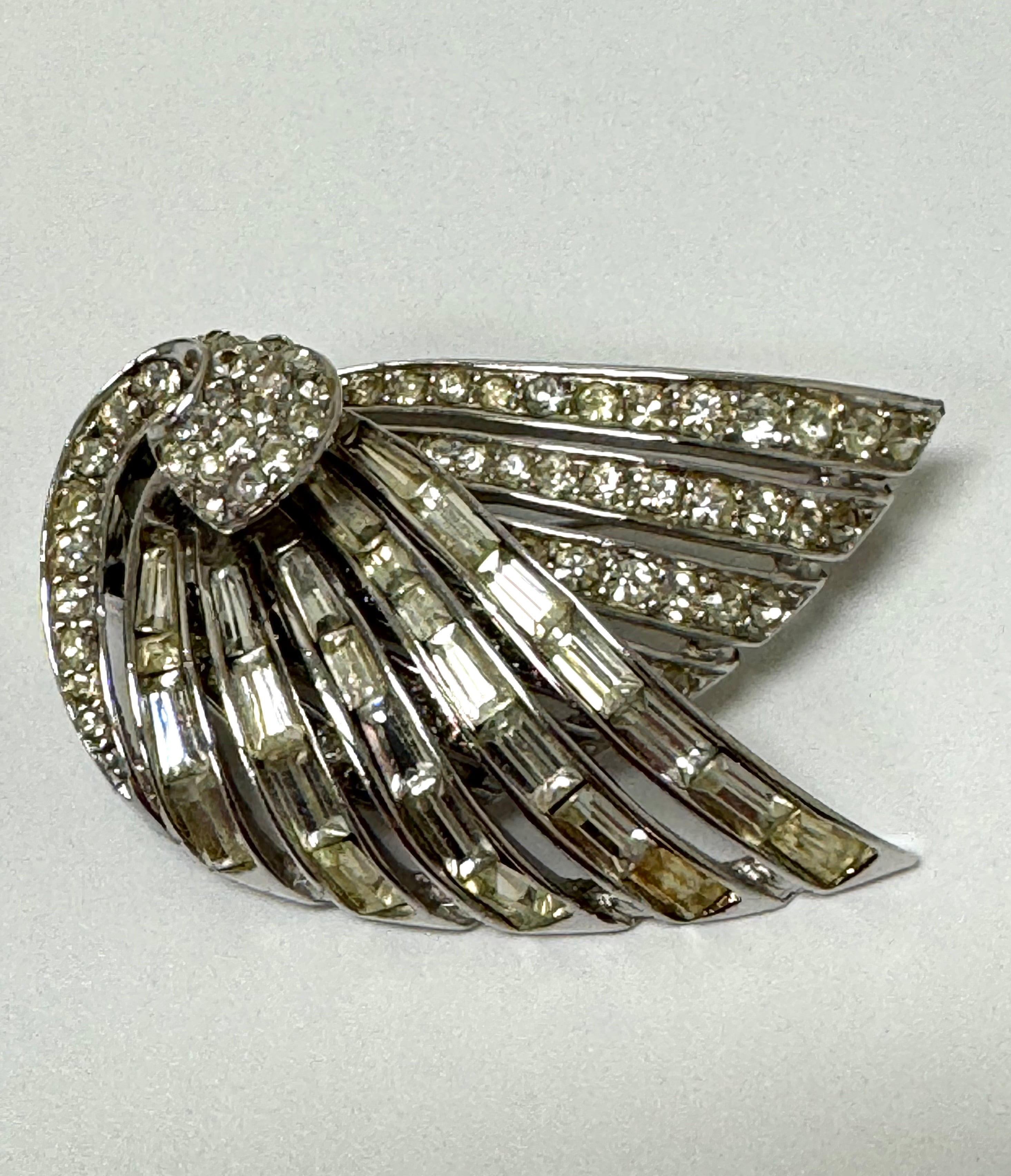 BOUCHER Clear Crystal Wing Brooch