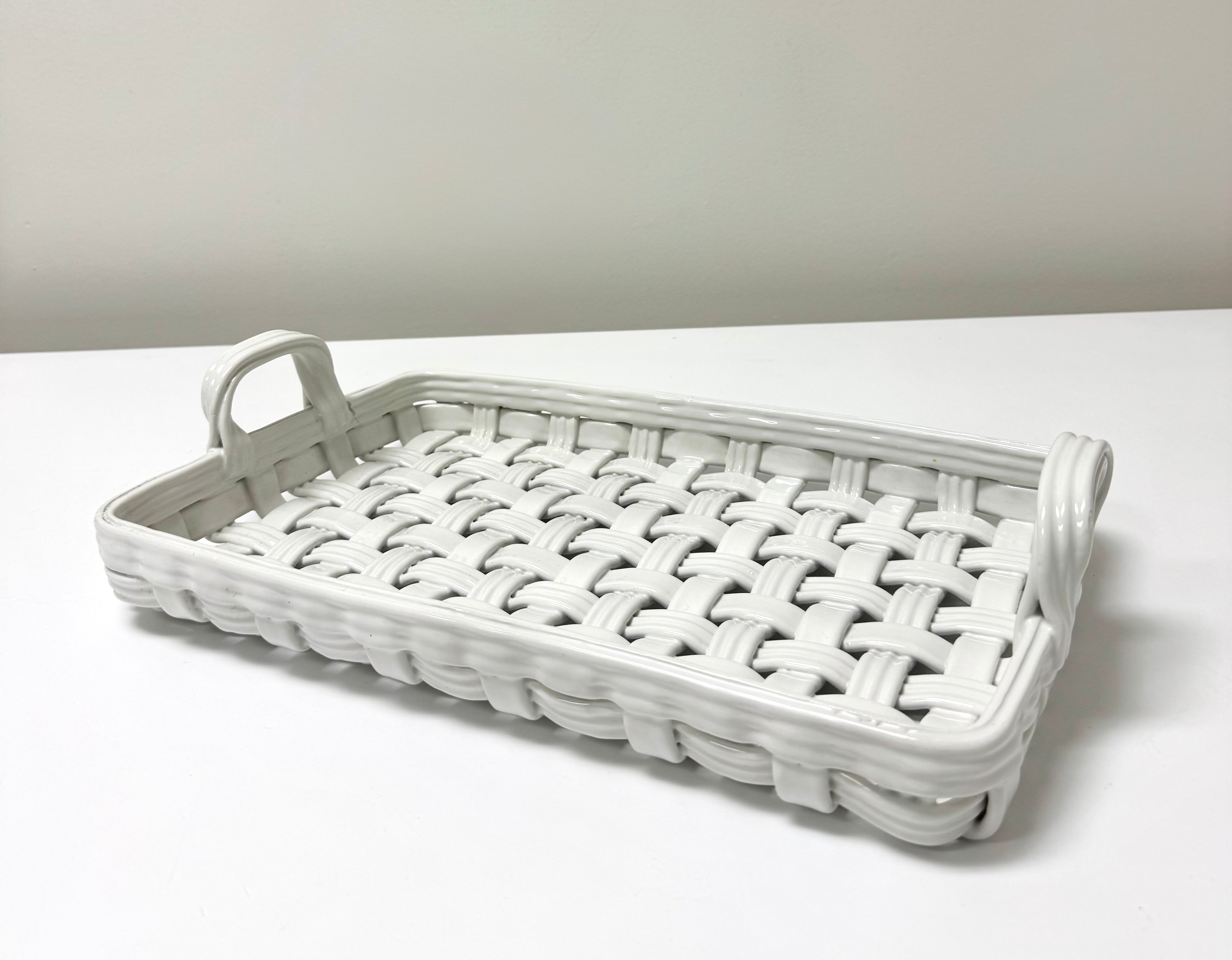White Lattice Ceramic Tray