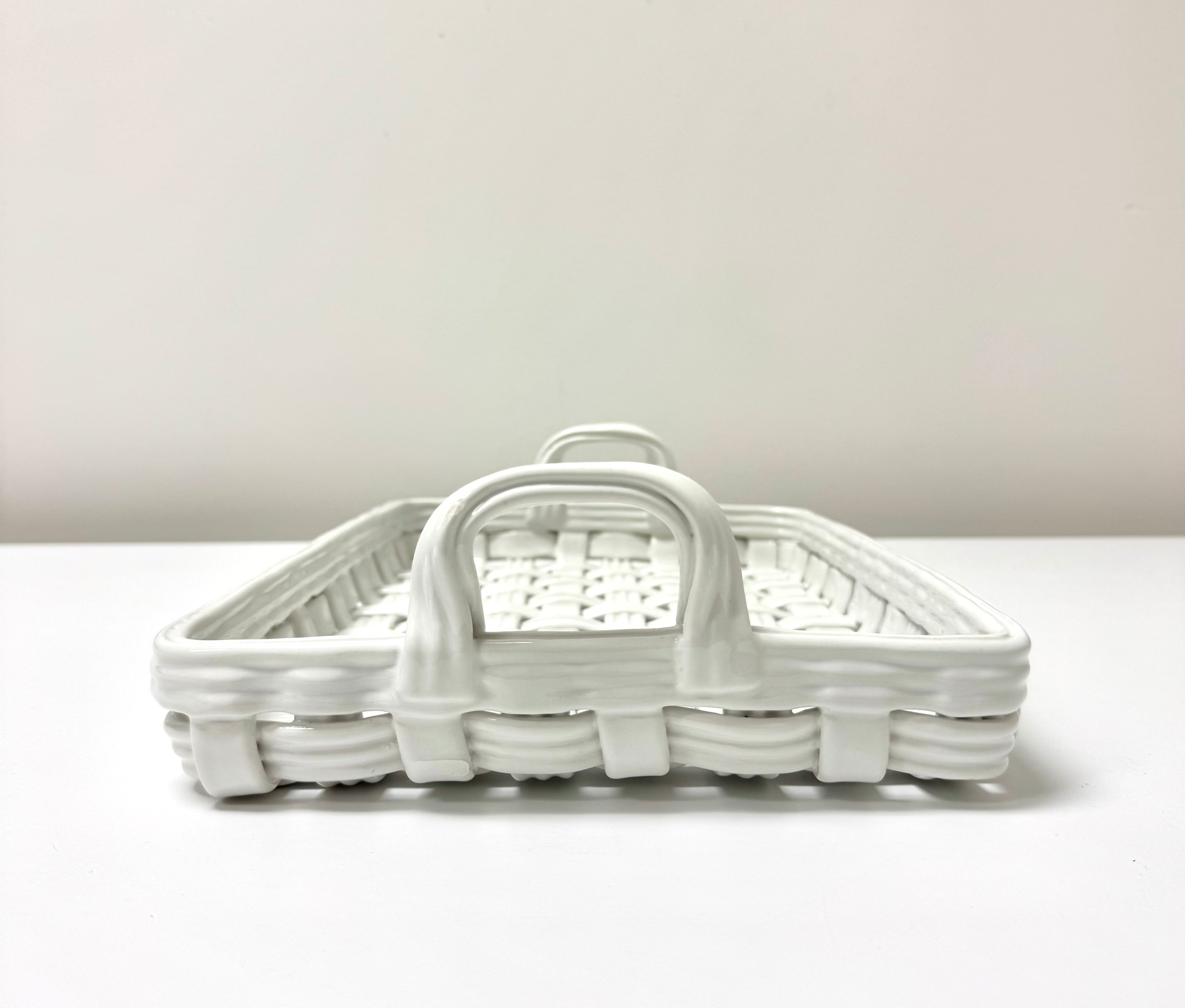 White Lattice Ceramic Tray