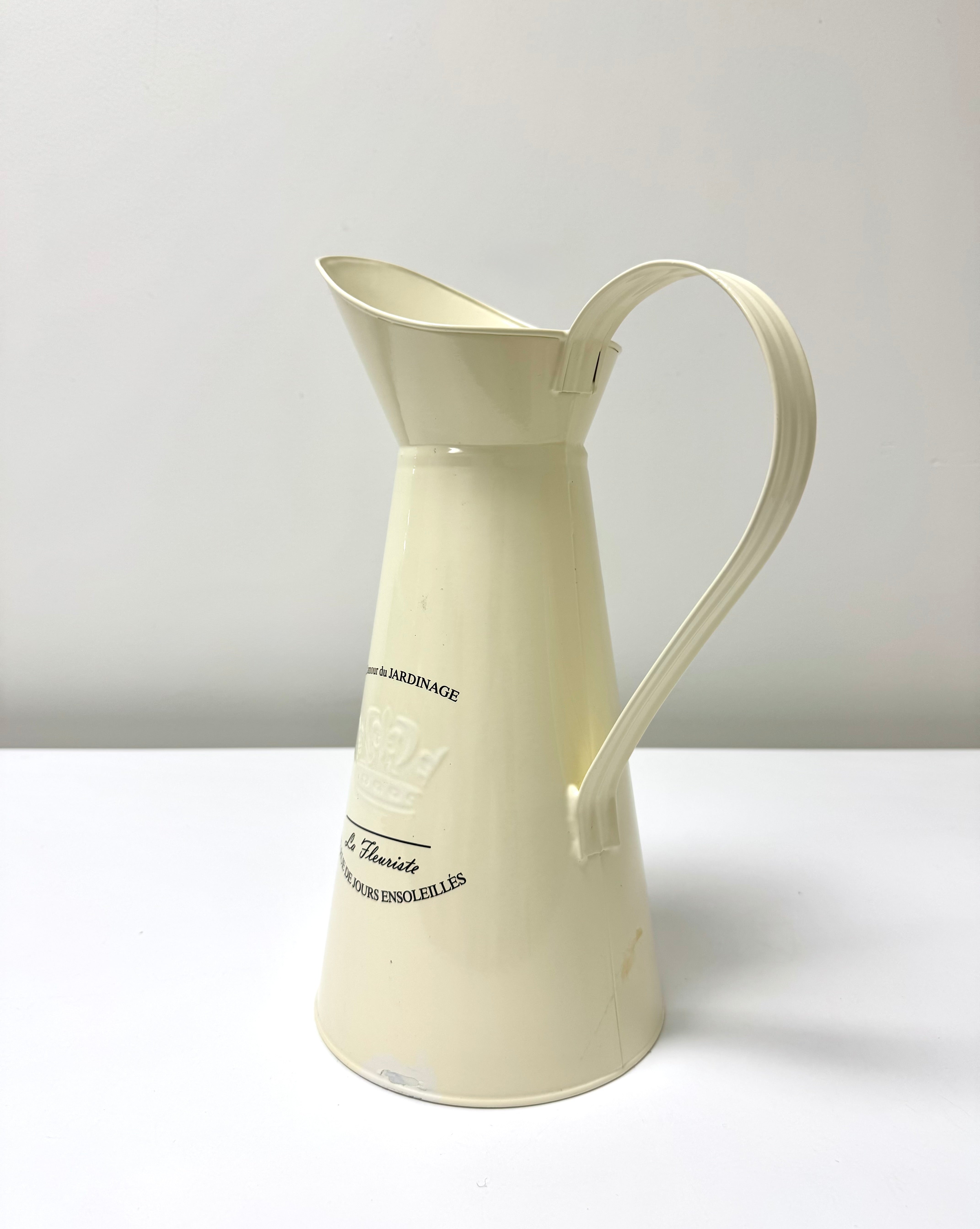 'La Fleuriste' Light Cream Metal Pitcher