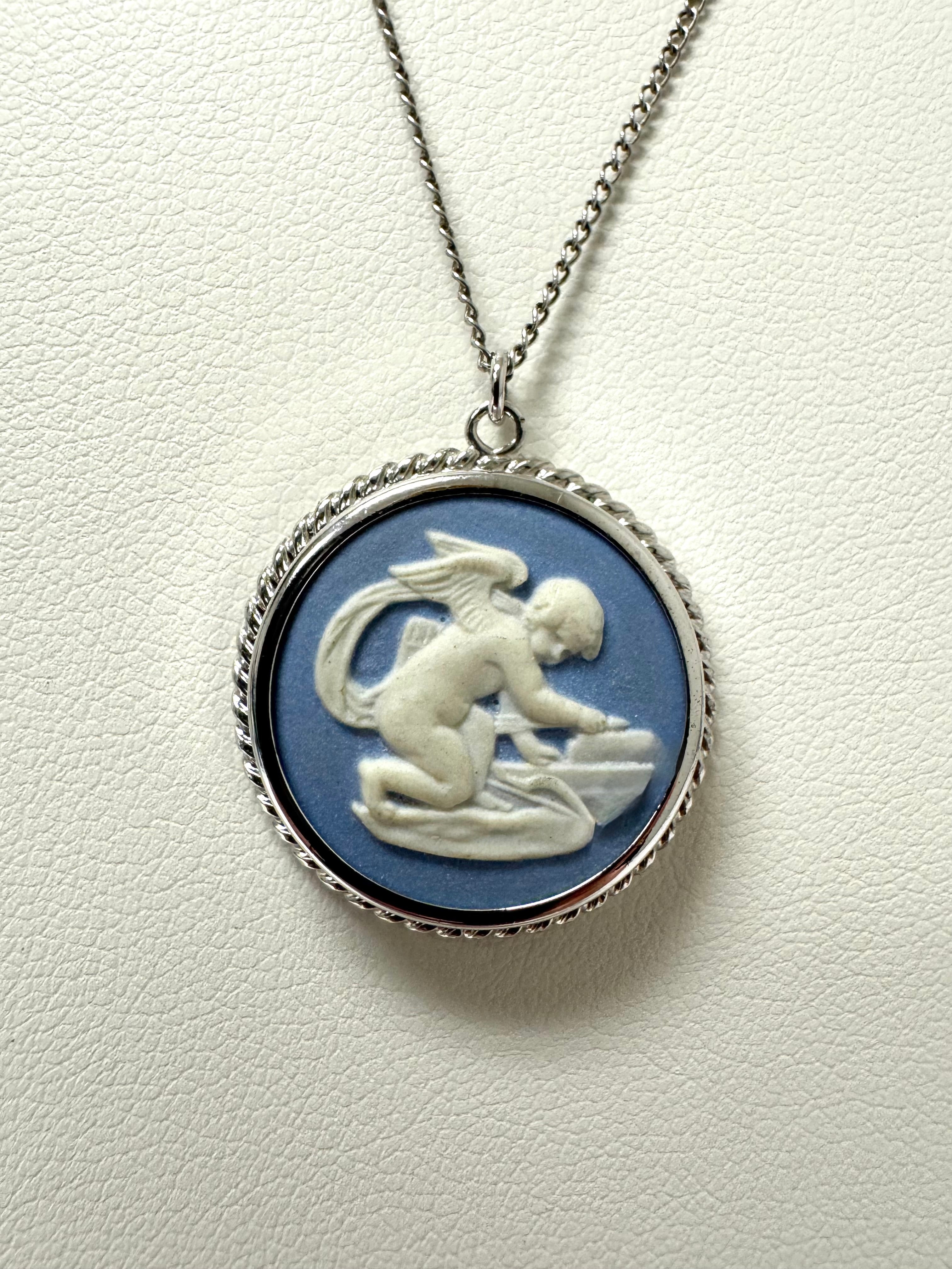 WEDGWOOD Blue Jasperware Cameo Necklace