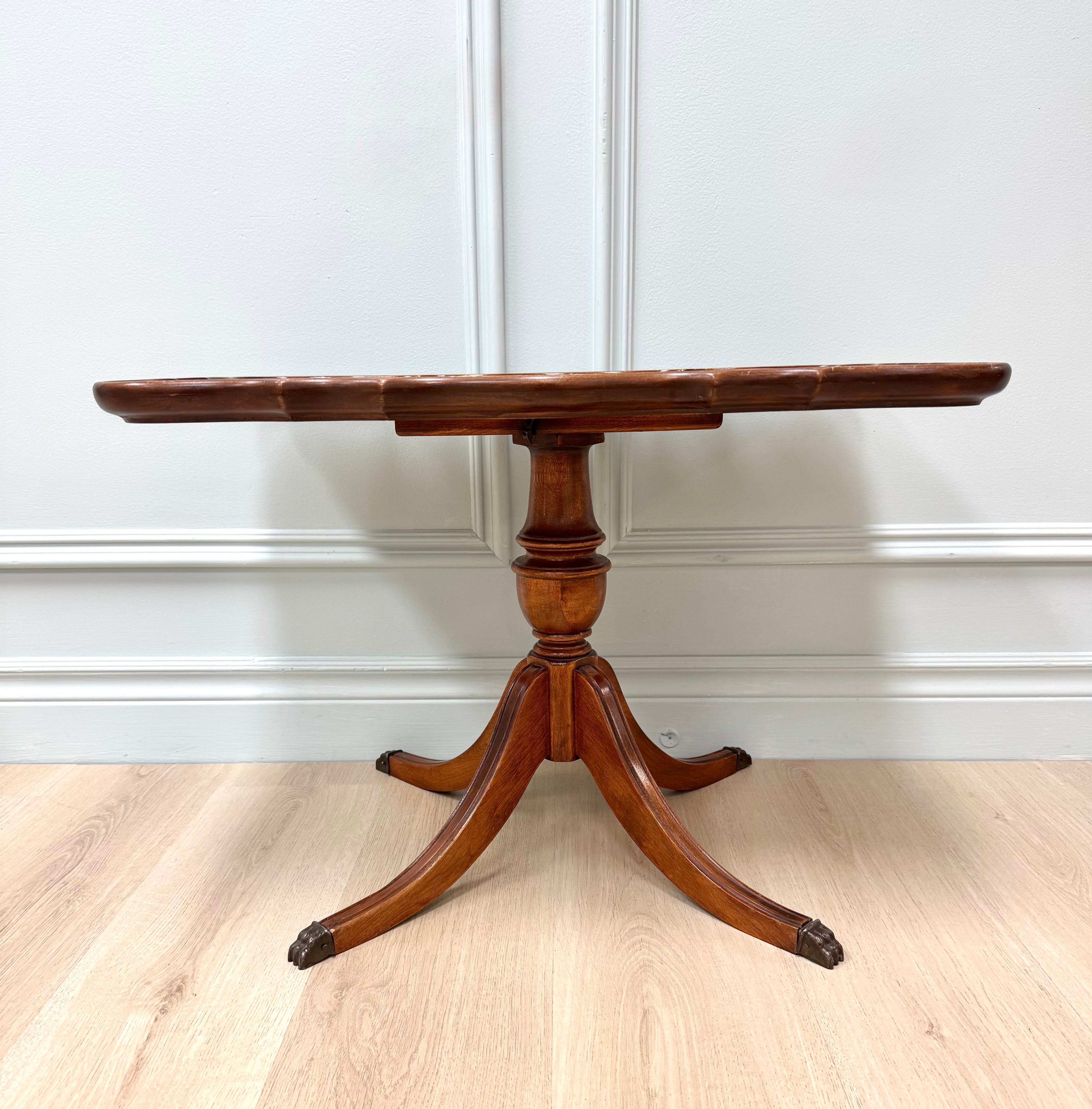 Vintage Bookmatched Mahogany Tilt-top Side Table