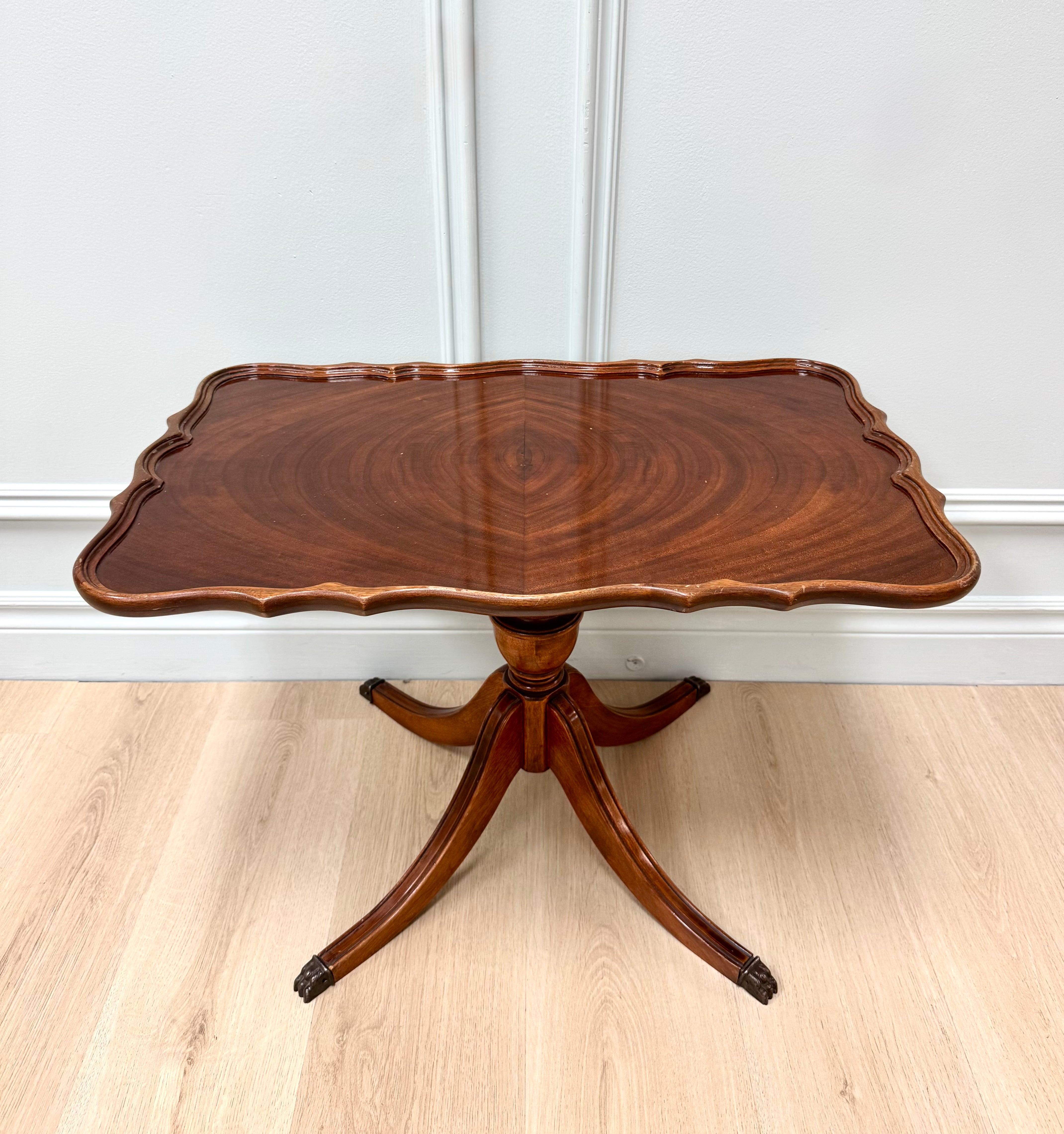 Vintage Bookmatched Mahogany Tilt-top Side Table