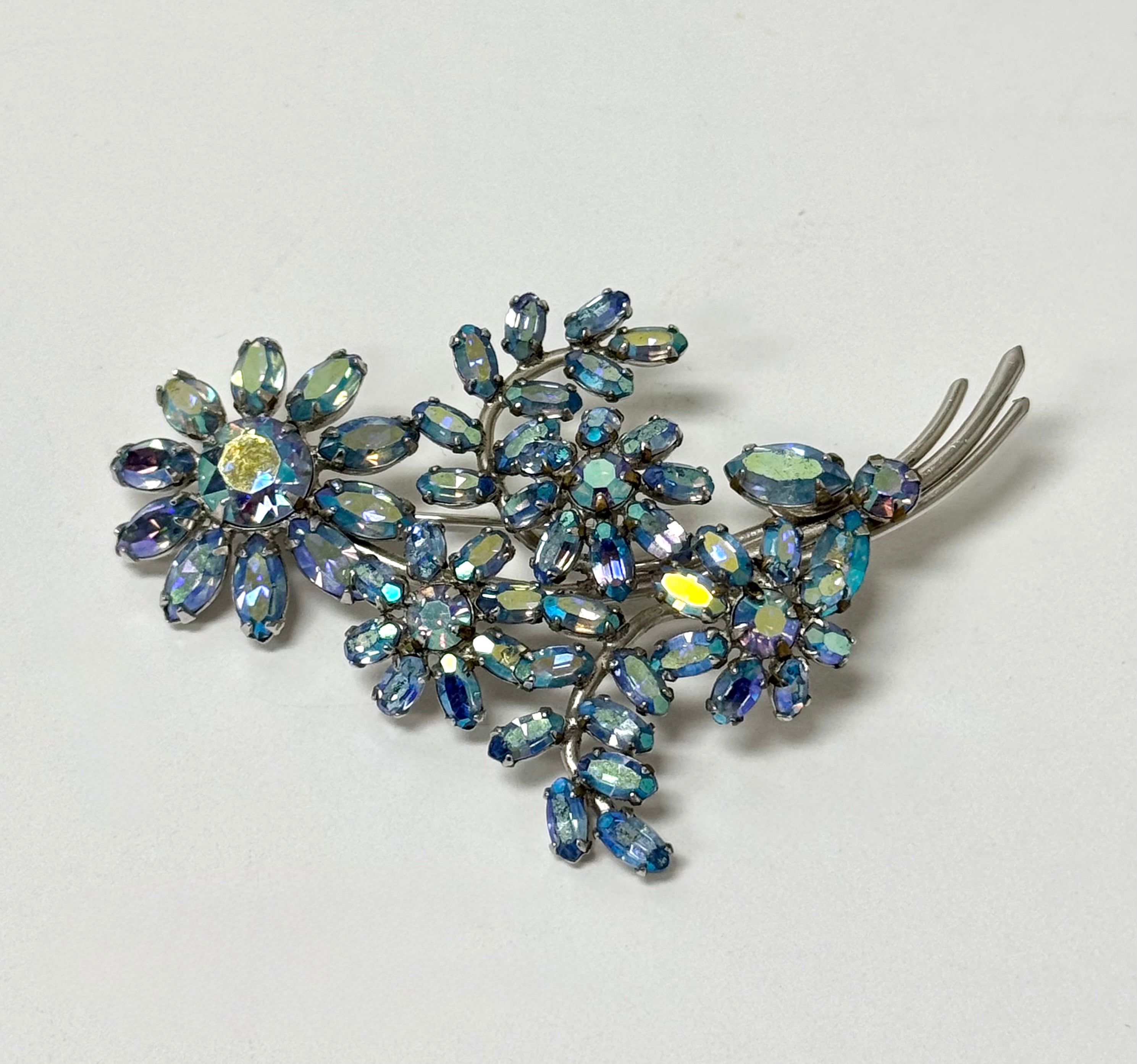 SHERMAN Light Blue Aurora Borealis Brooch