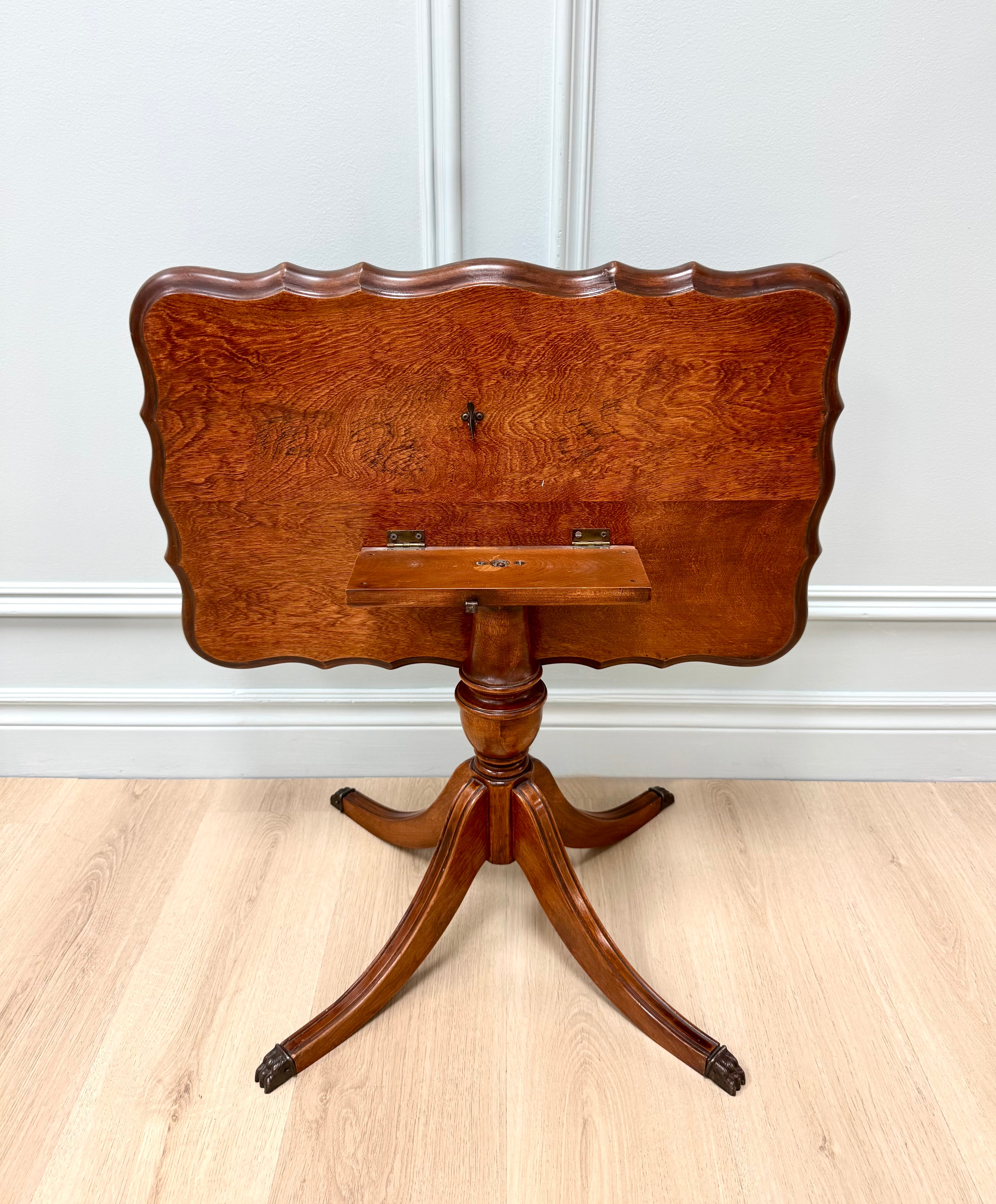 Vintage Bookmatched Mahogany Tilt-top Side Table