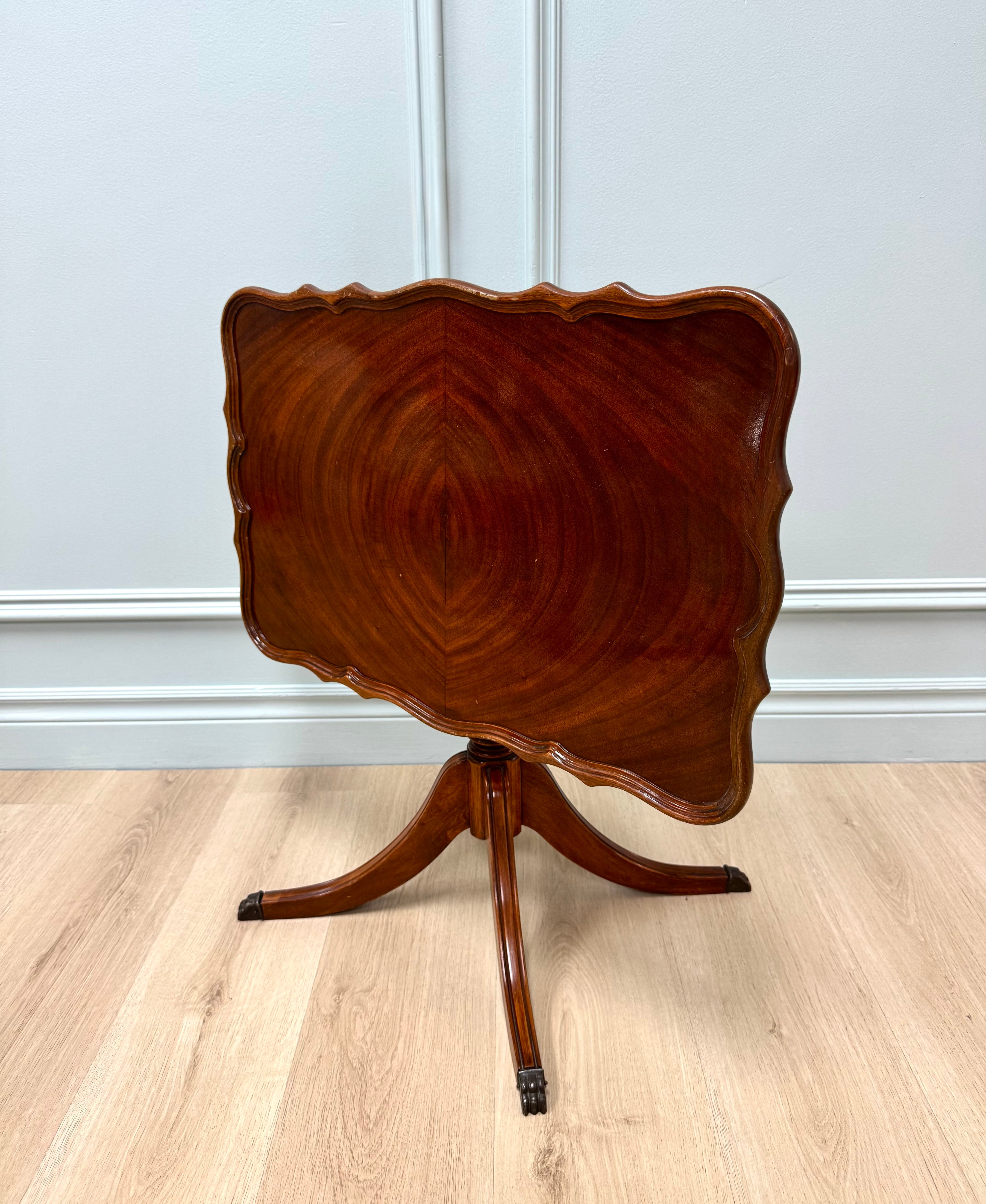 Vintage Bookmatched Mahogany Tilt-top Side Table
