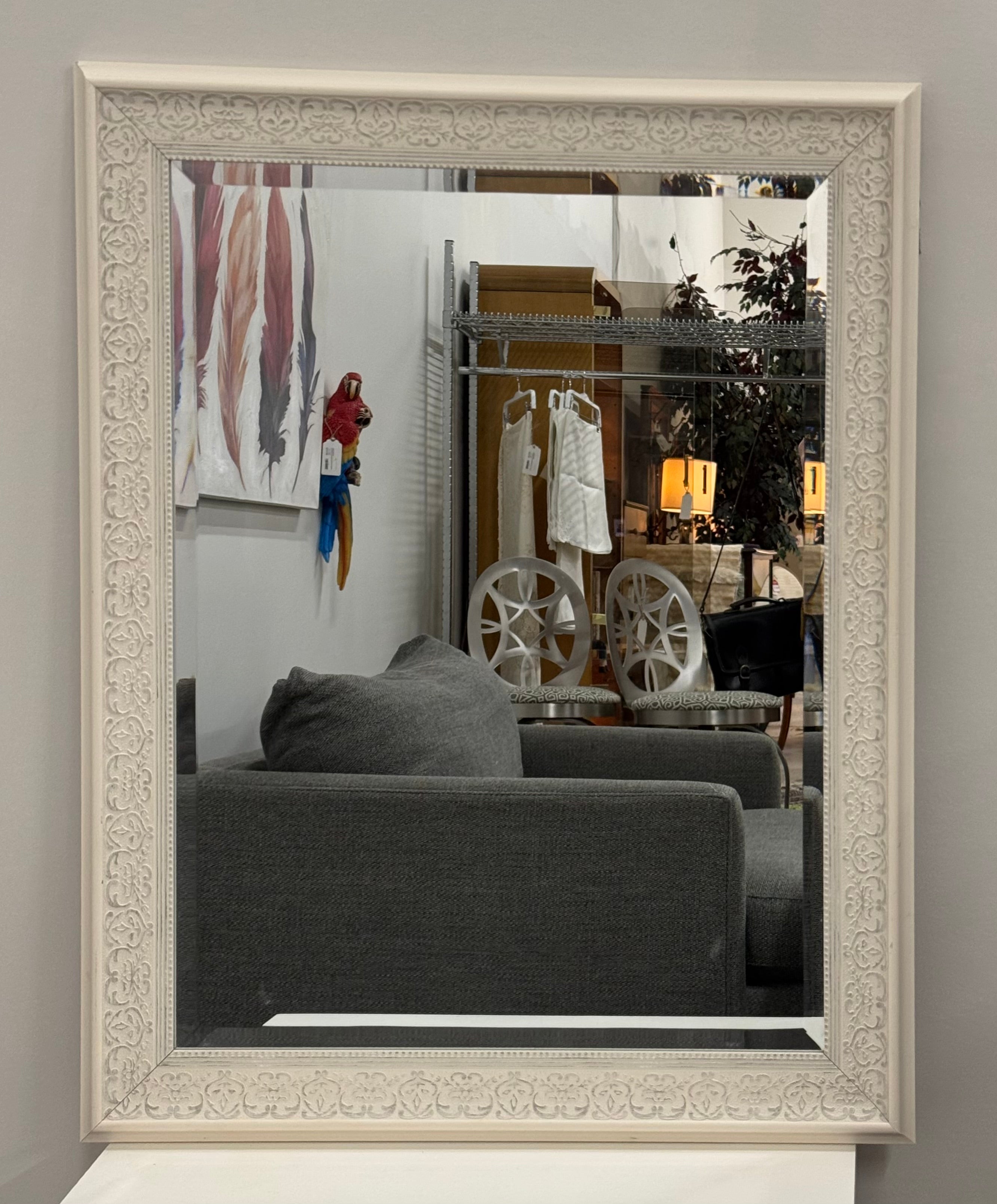 Embossed White Mirror