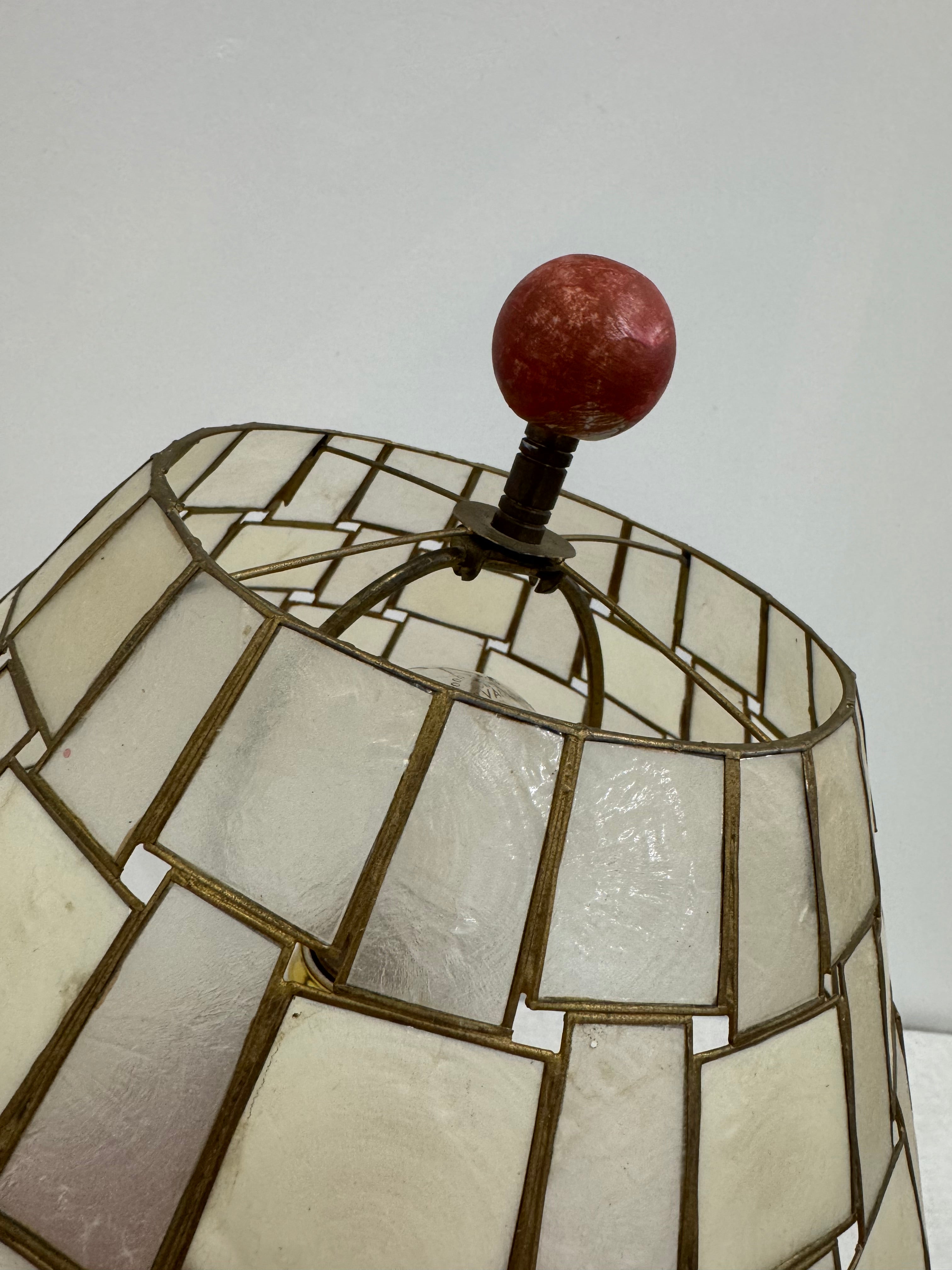 Rose Pink Ceramic Lamp with Capiz Mosaic Shade