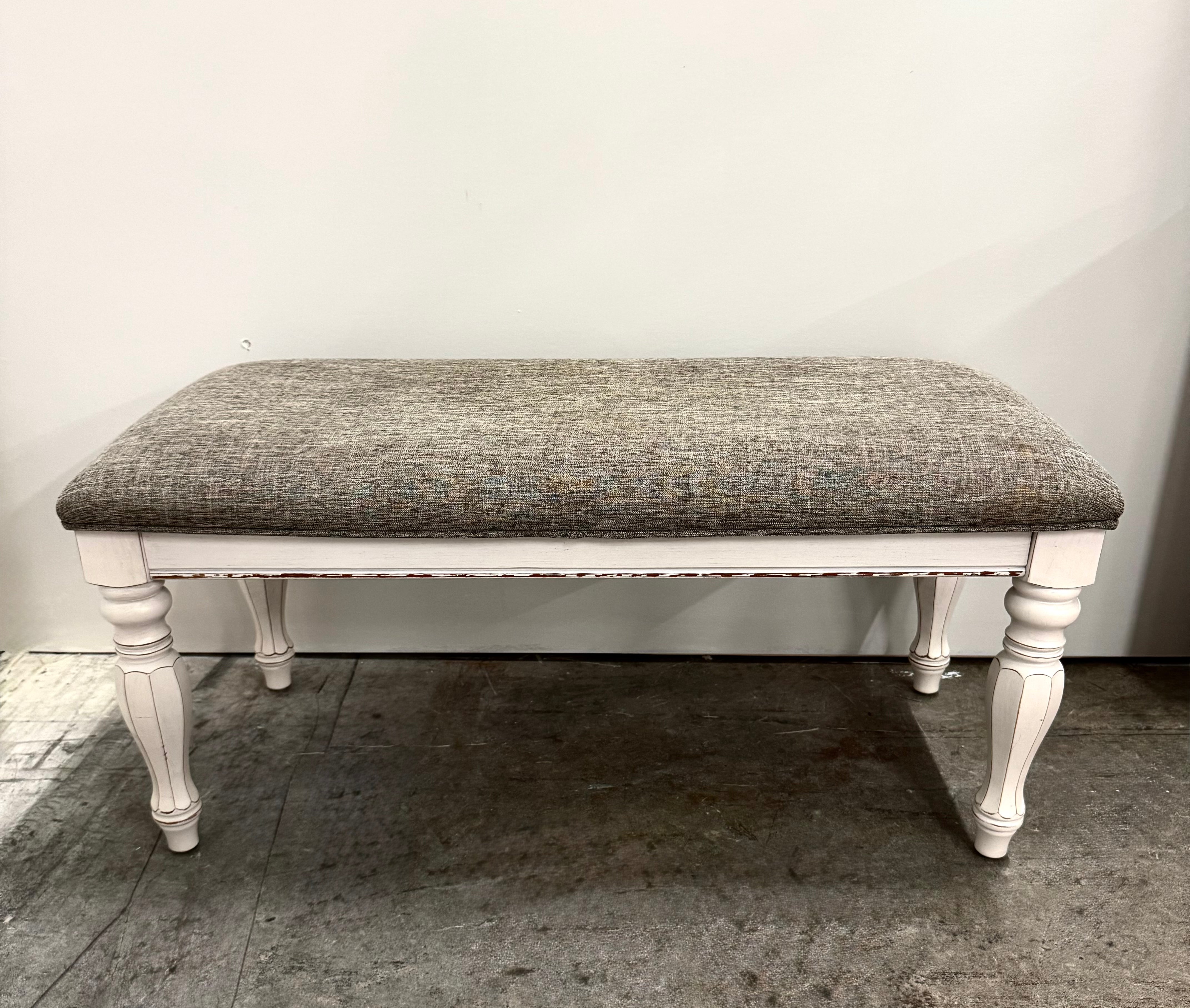 Antiqued White Storage Bench
