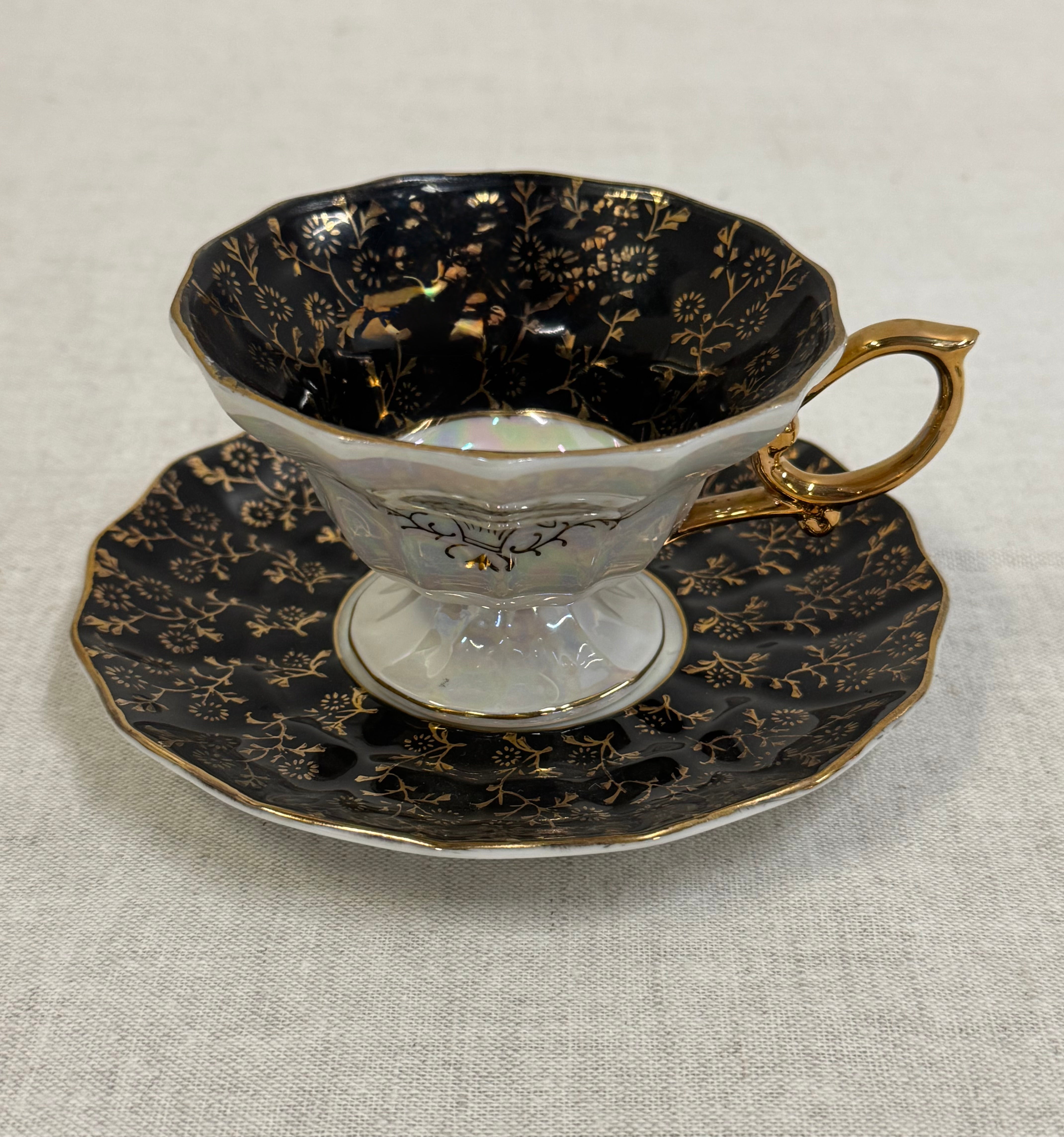 ROYAL SEALY Black and Gold Cup & Saucer