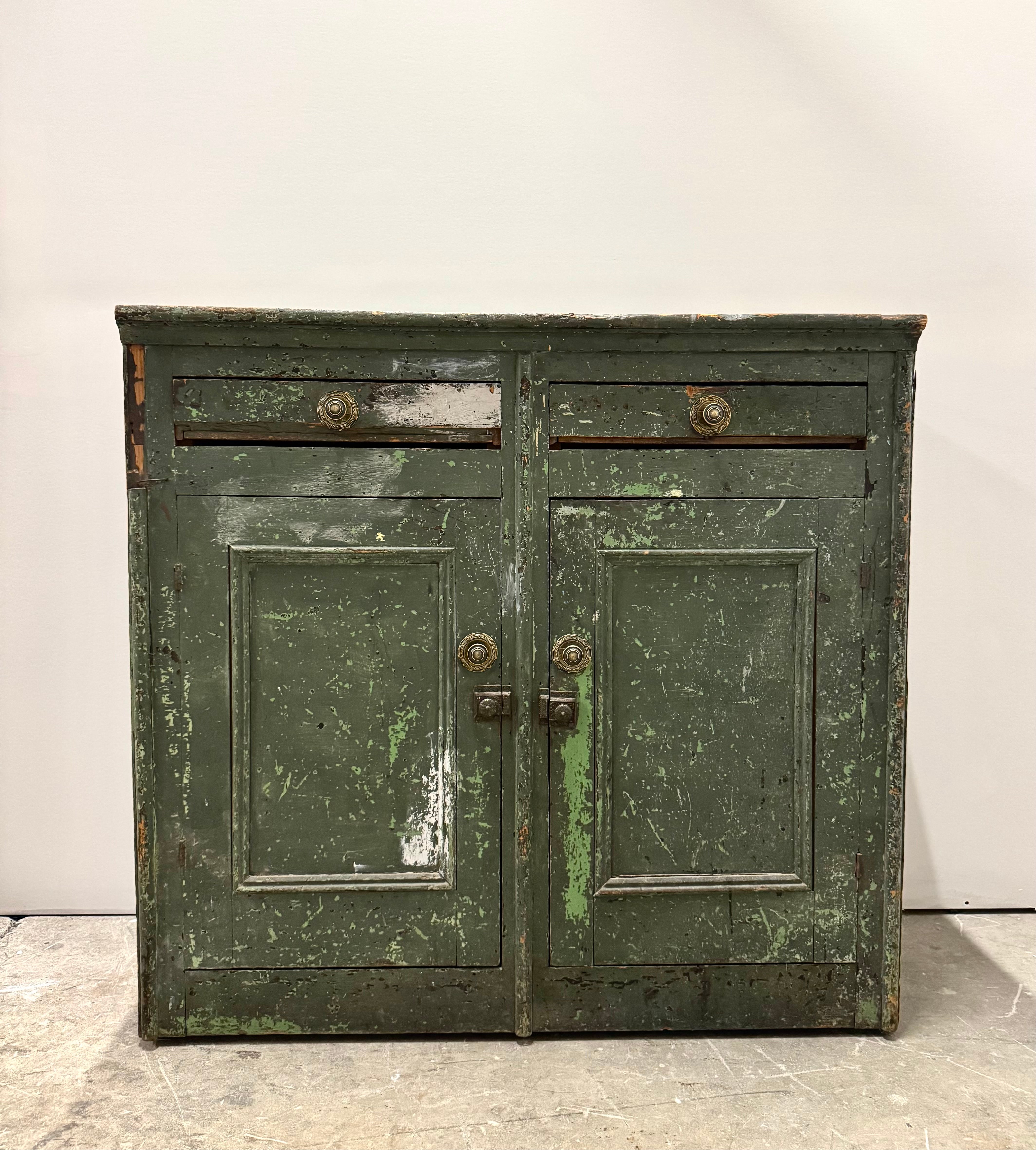 Antique Distressed Green Scullery Cabinet