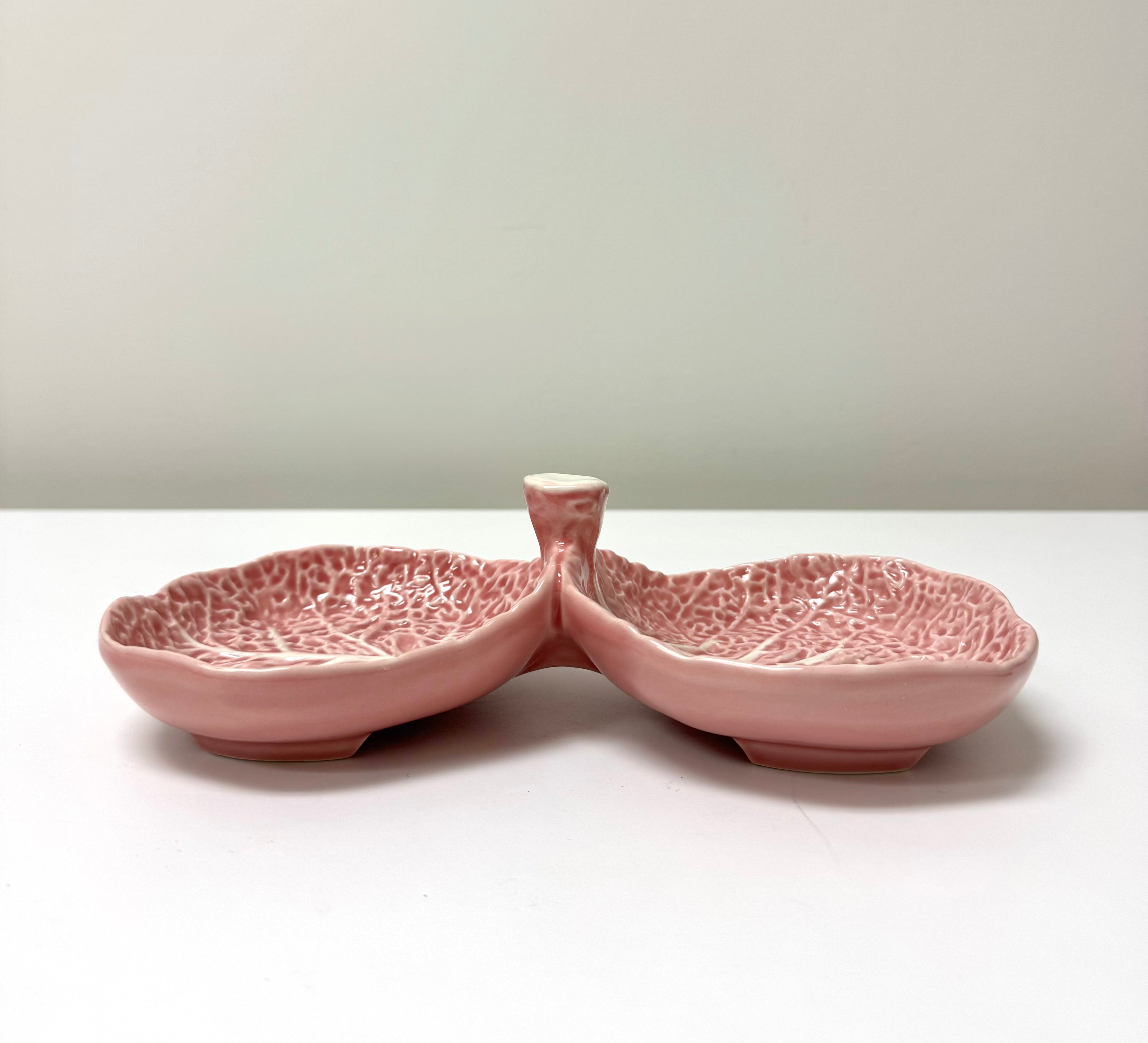Vintage BORDALLO PINHEIRO Pink Cabbage Leaf Server