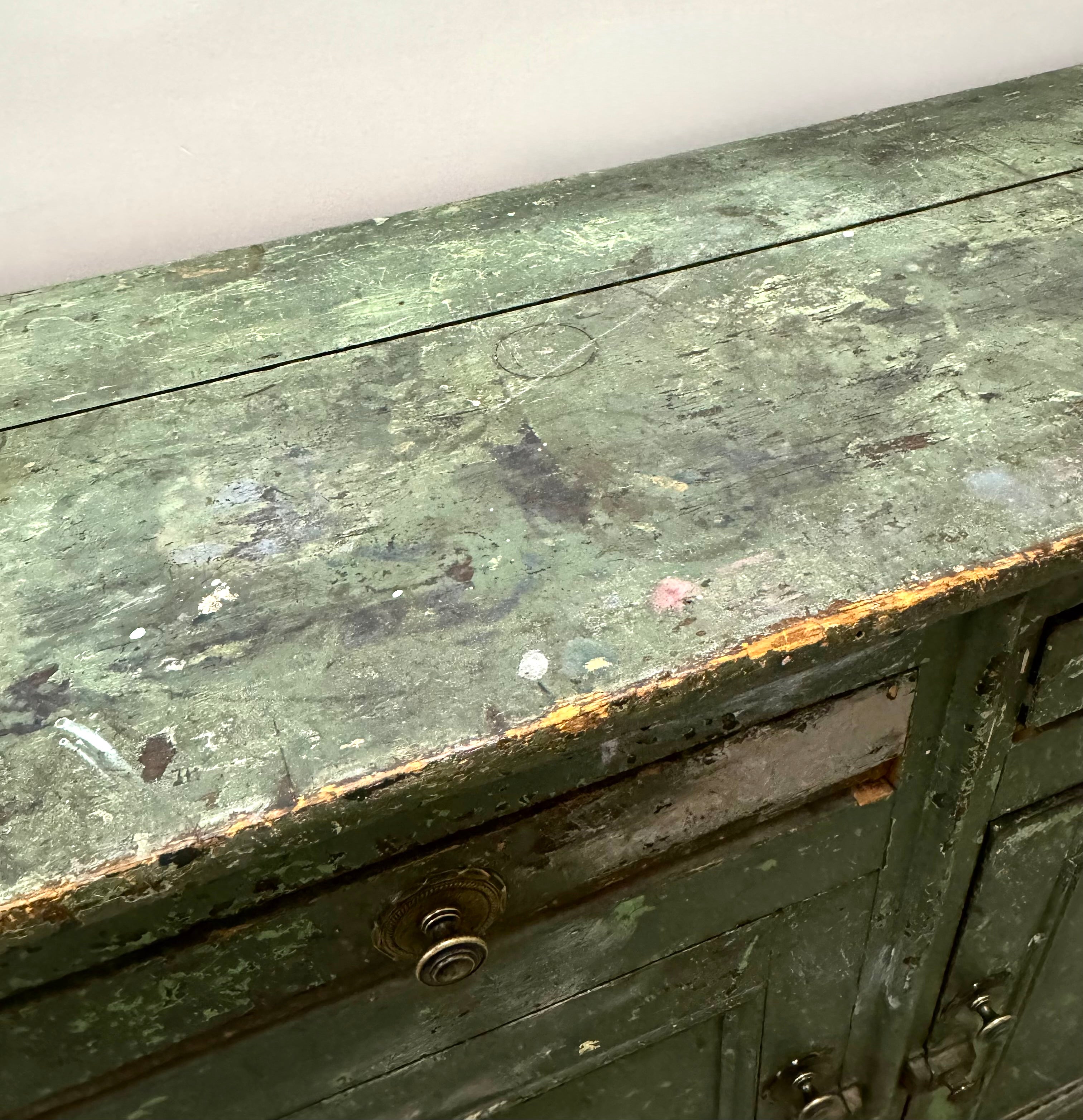 Antique Distressed Green Scullery Cabinet