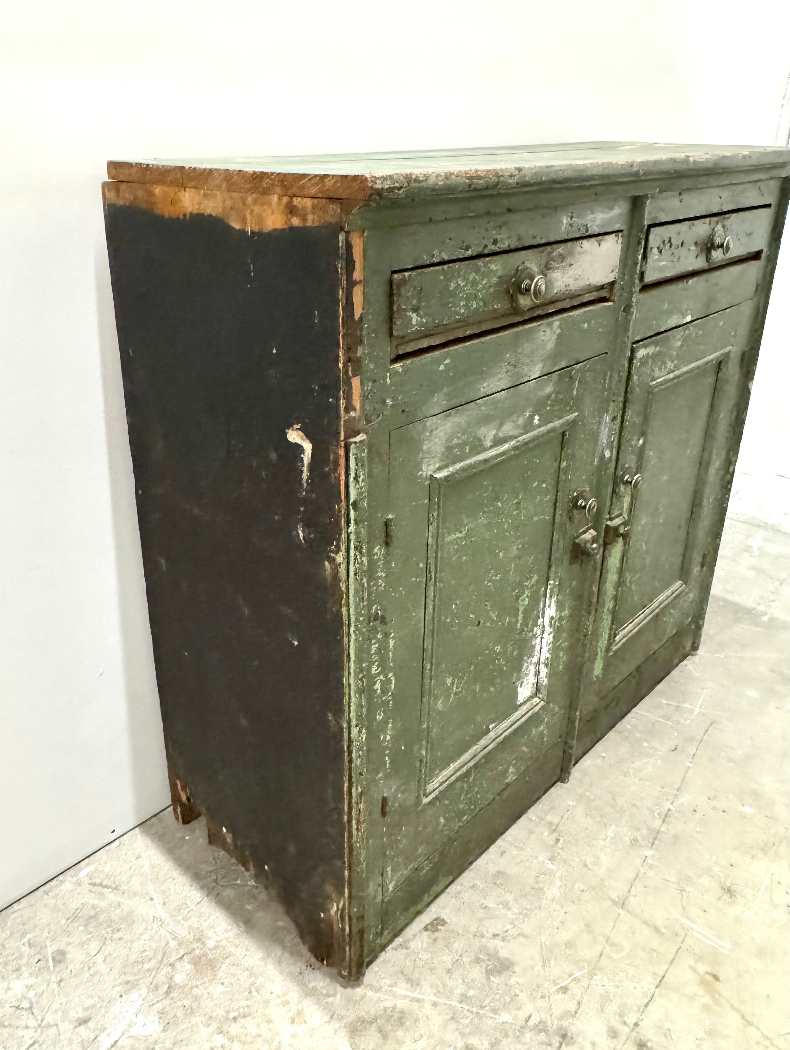 Antique Distressed Green Scullery Cabinet