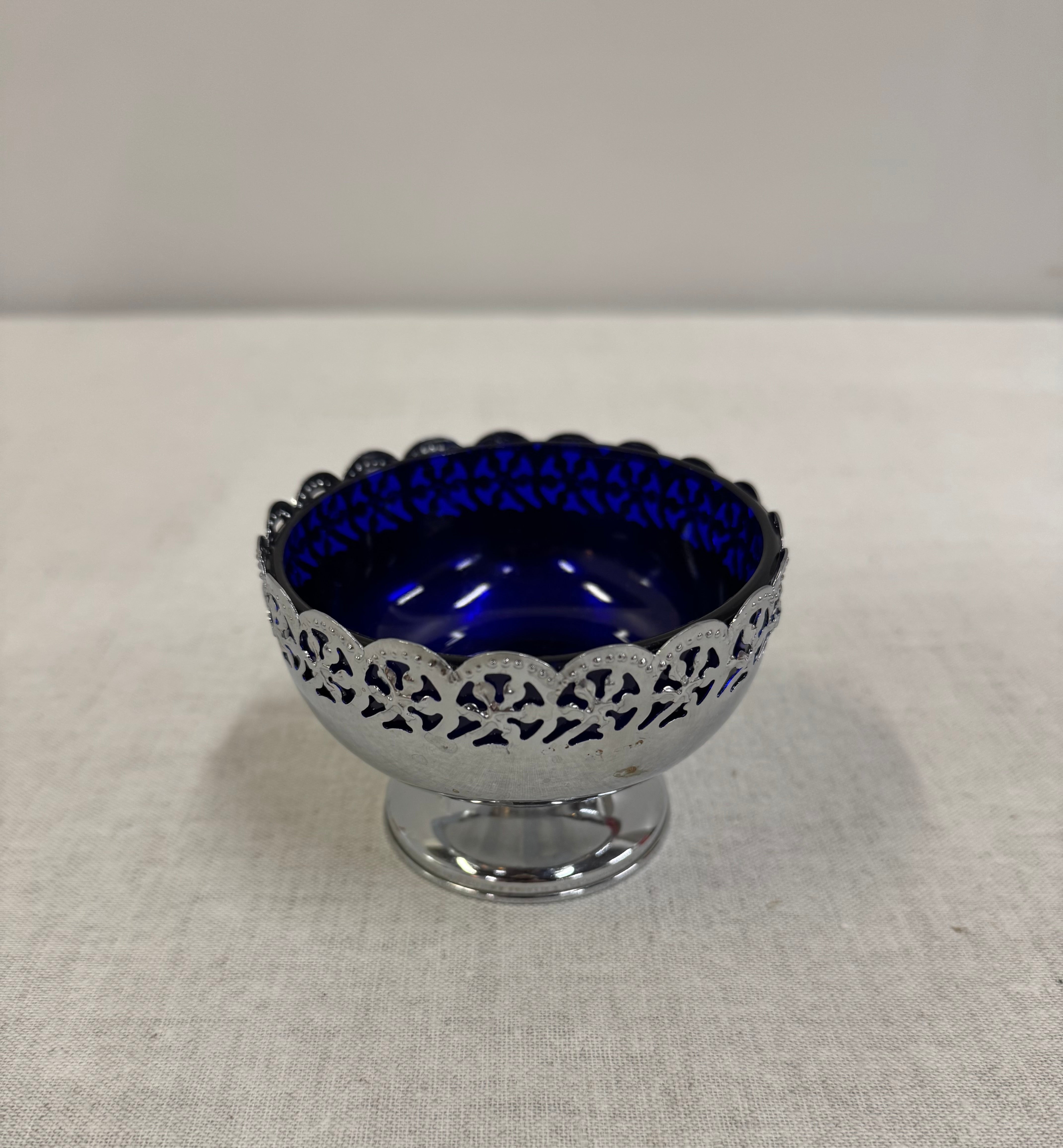 CELTIC Footed Dish with Cobalt Glass Bowl