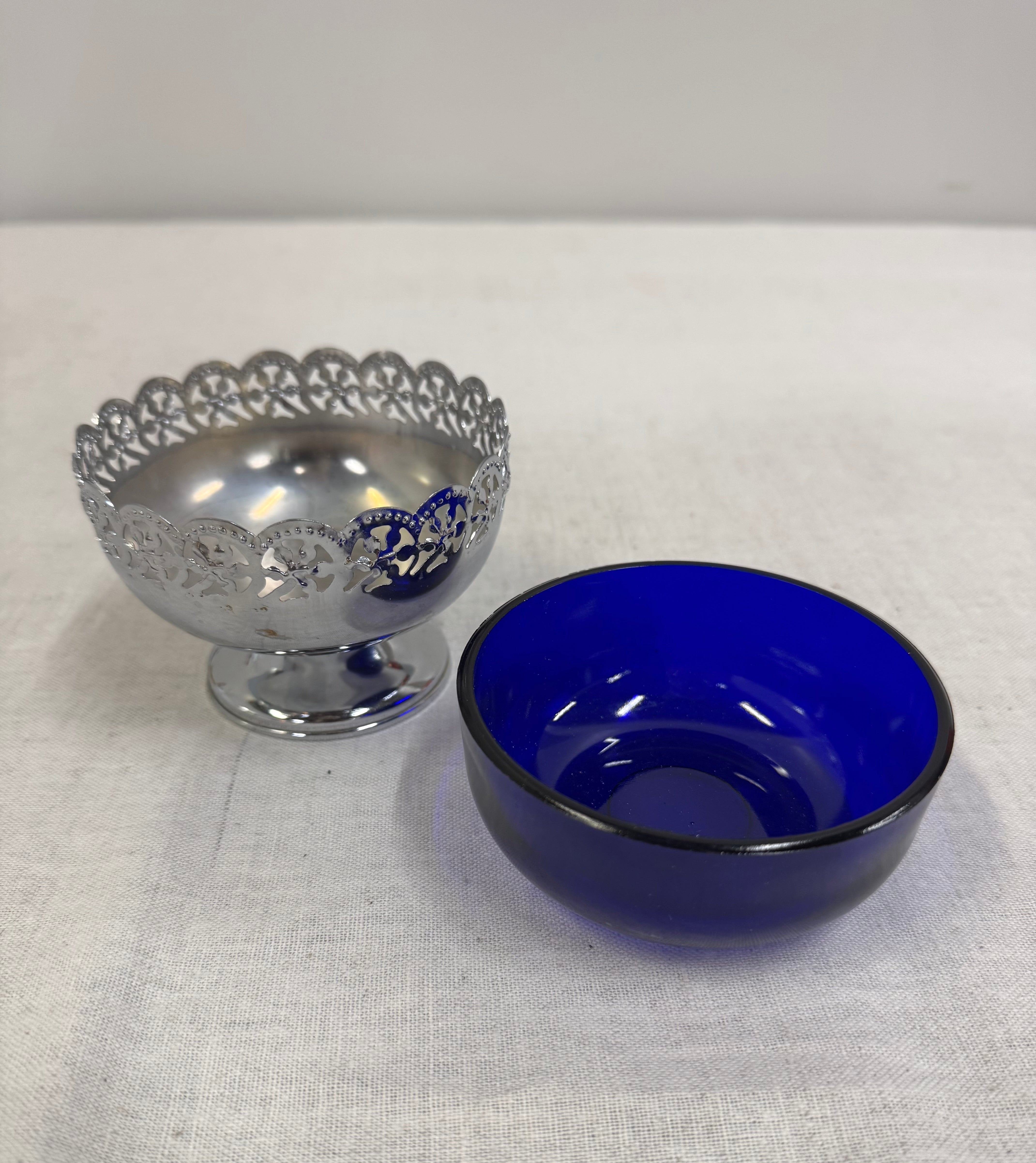 CELTIC Footed Dish with Cobalt Glass Bowl