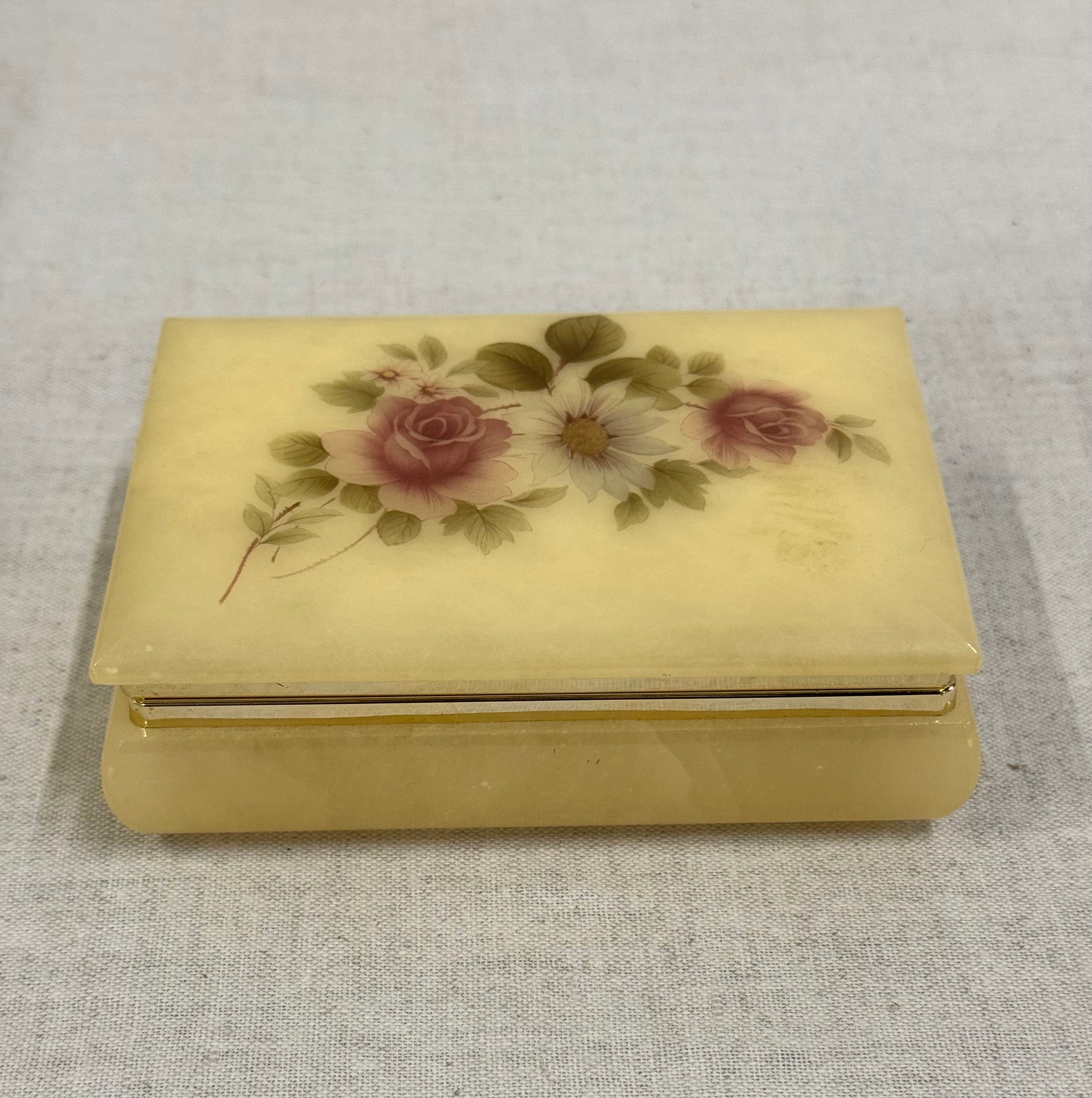Alabaster Floral Small Hinged Box
