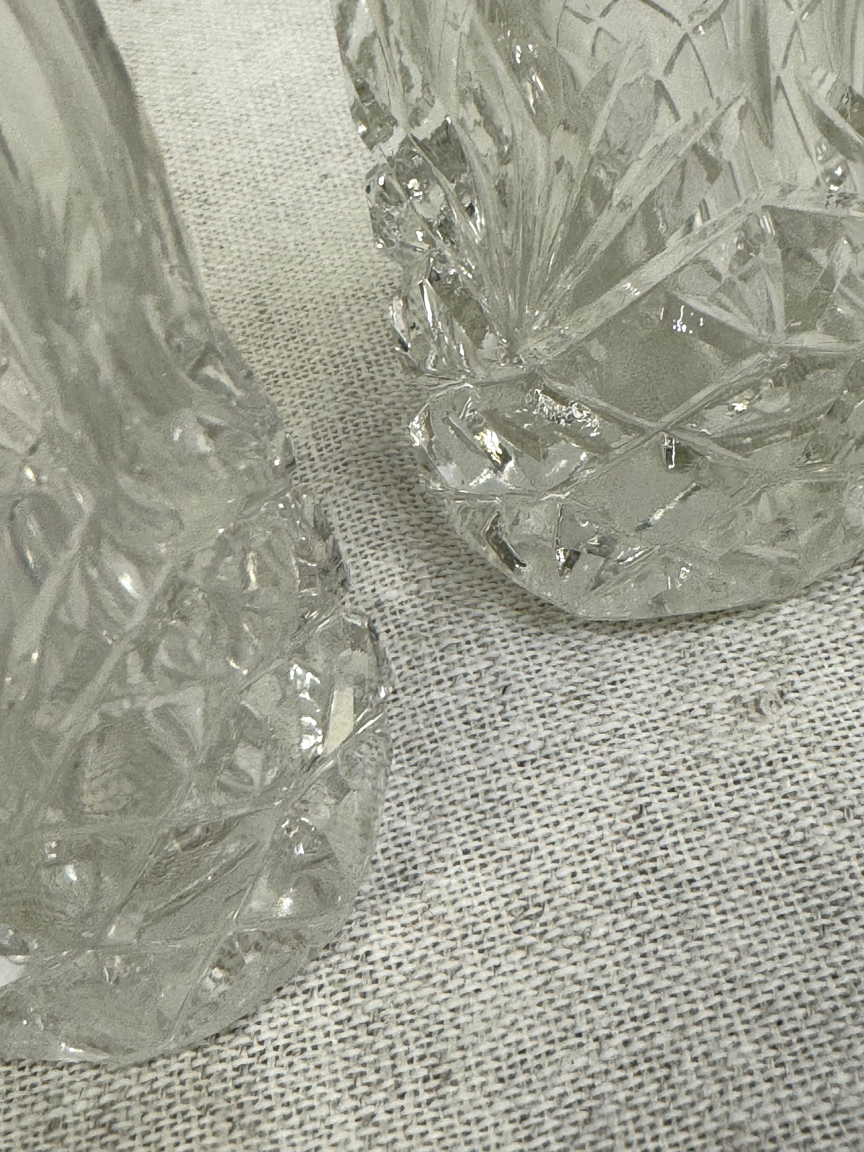 Cut Glass Salt & Pepper with Silver Tops