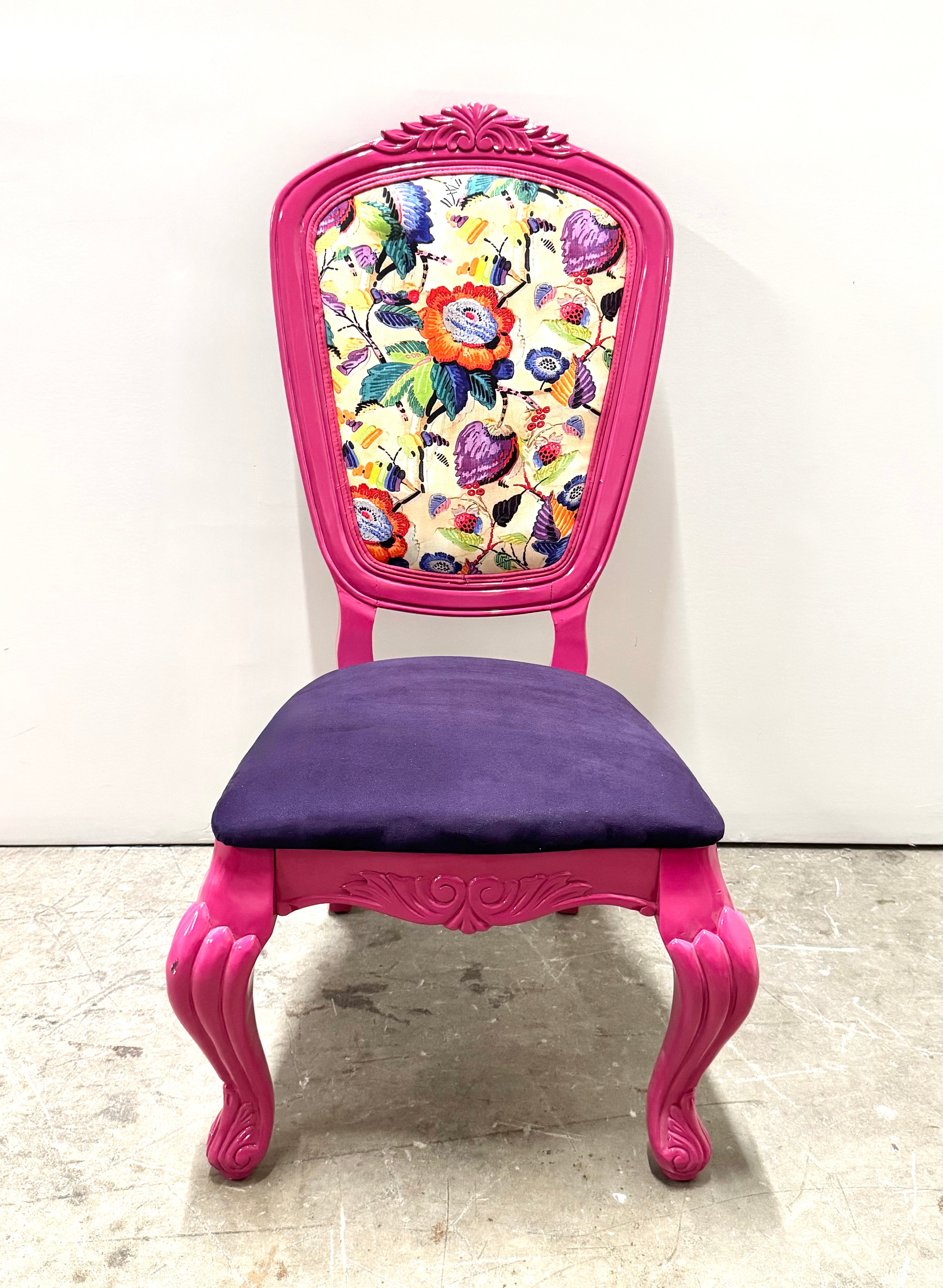 Tropical Floral Hot Pink Chair
