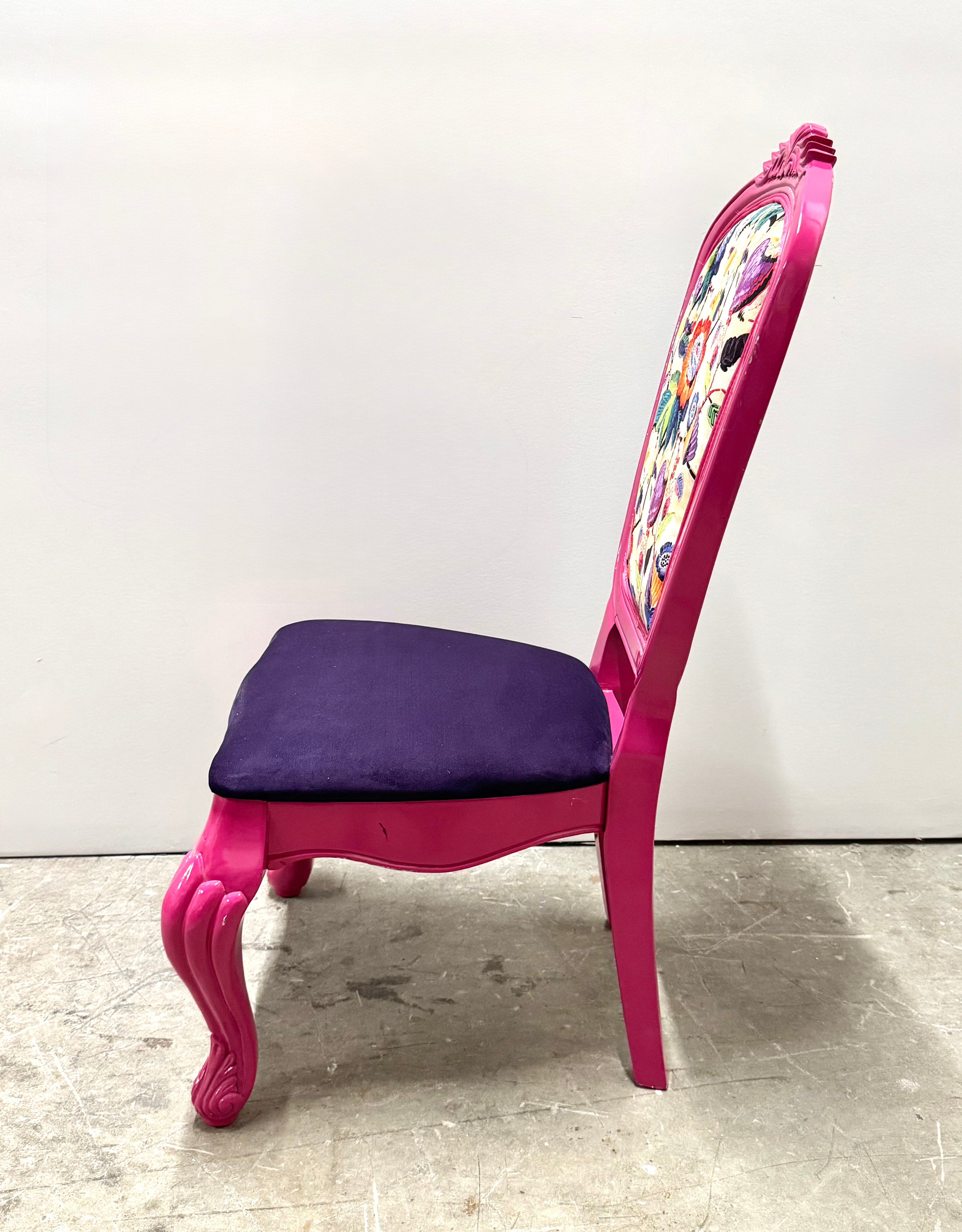 Tropical Floral Hot Pink Chair