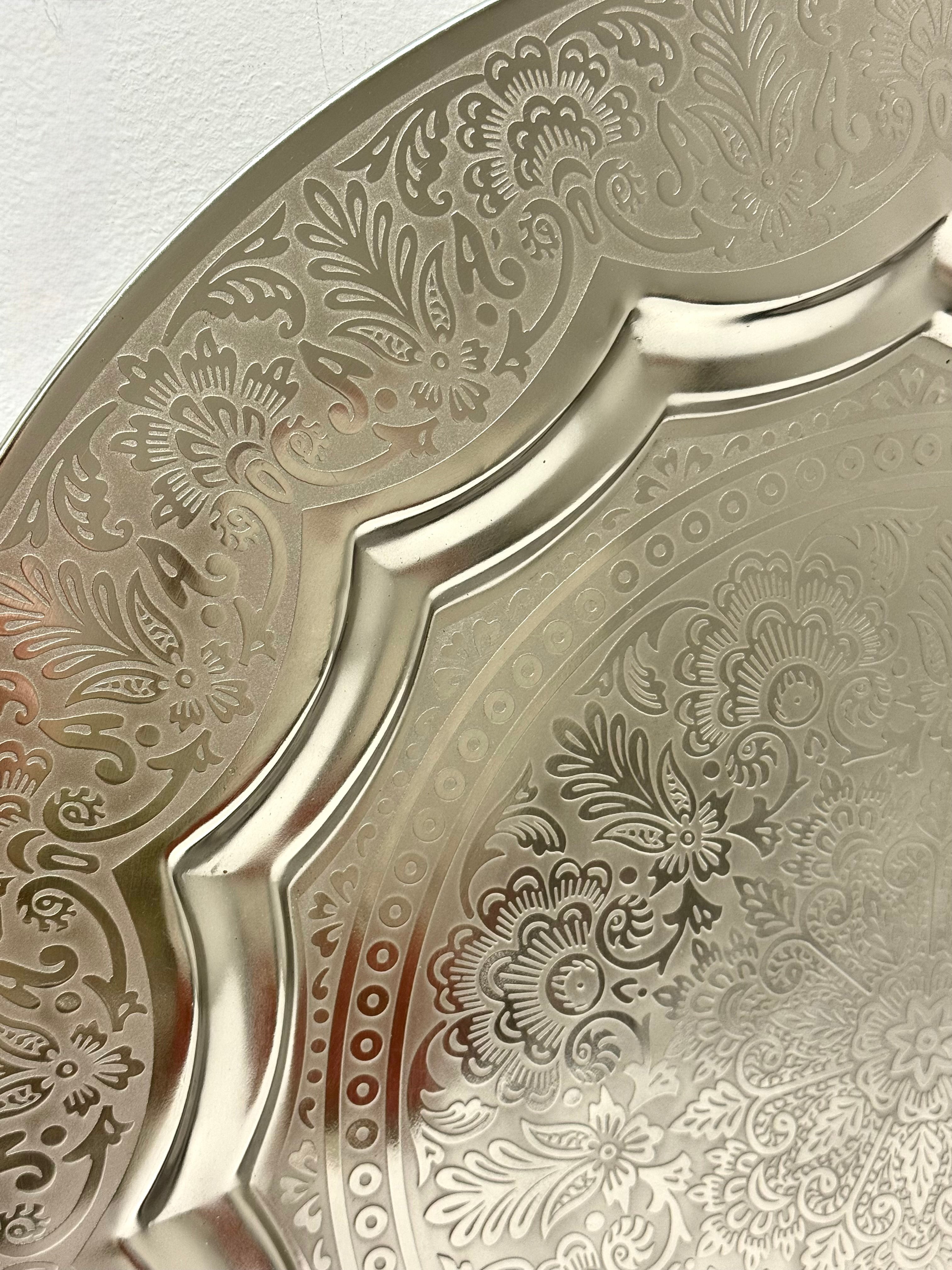 Indian Silver Embossed Metal 23" Wall Medallion