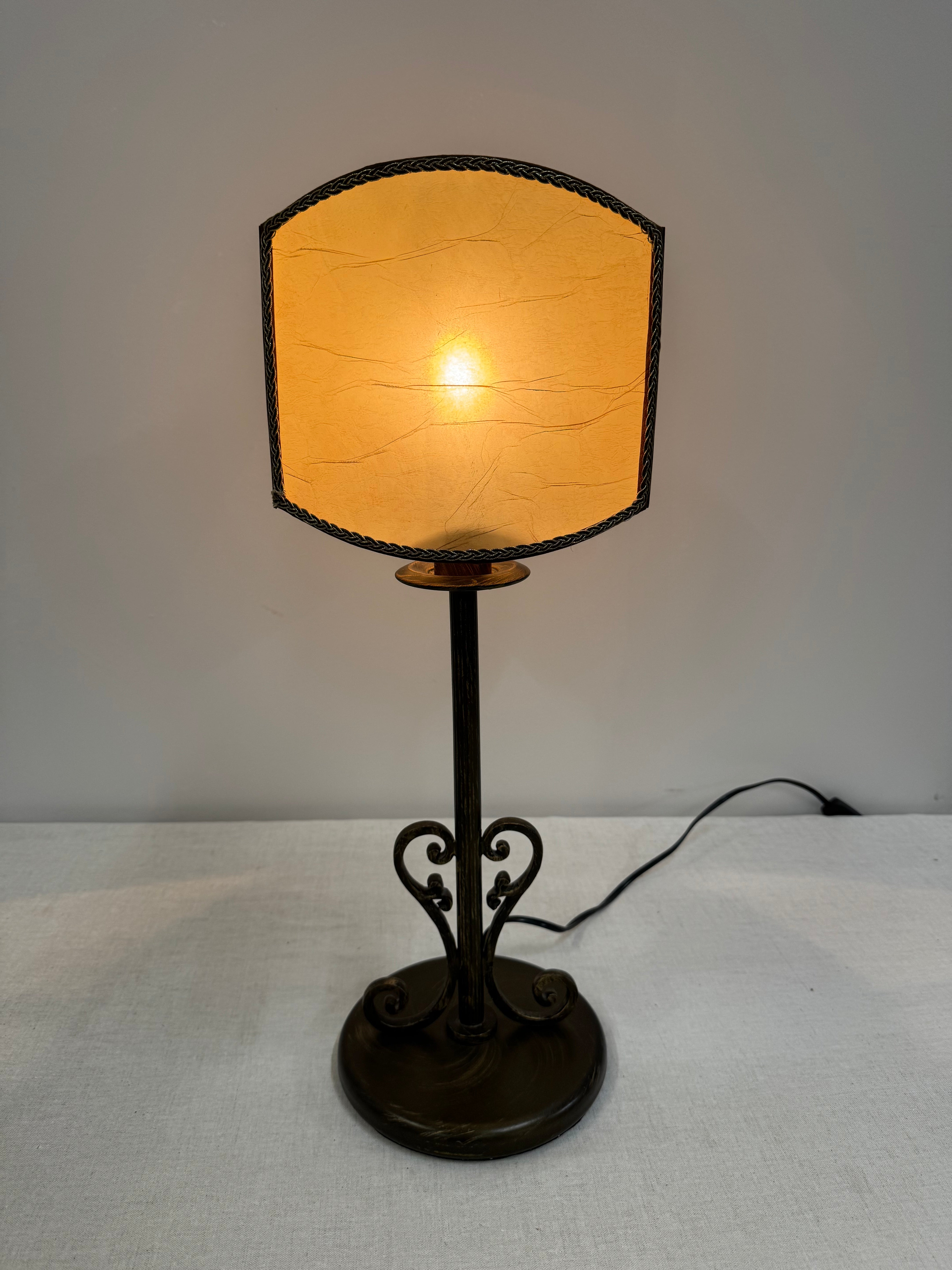 Dark Bronze Lamp with Parchment Shade