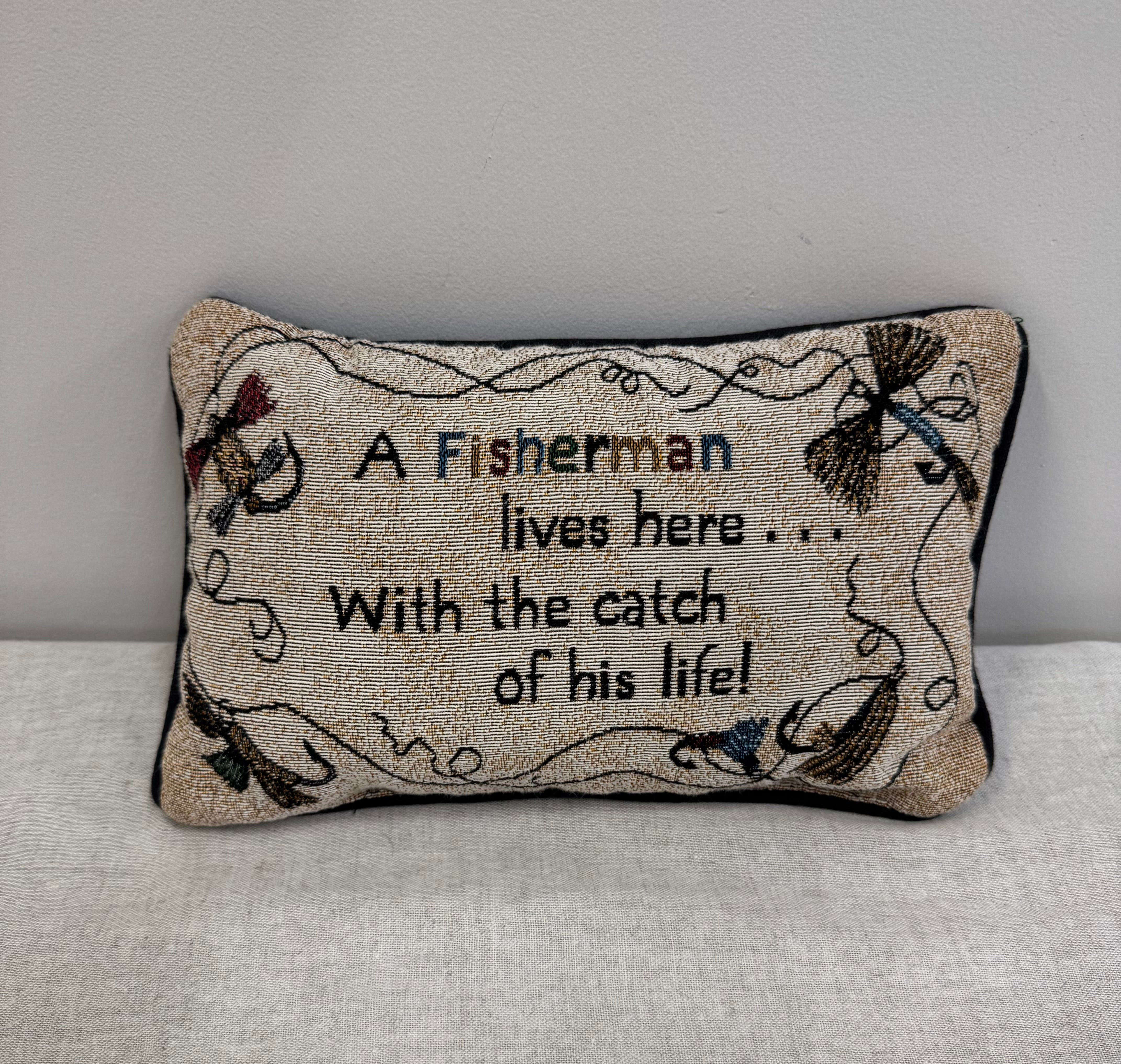 'A Fisherman Lives Here...' 12" Pillow
